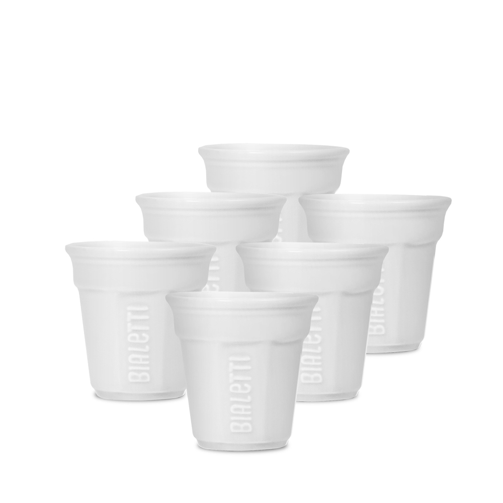Bialetti - Espresso cups, set of 6, 90 ml each, white