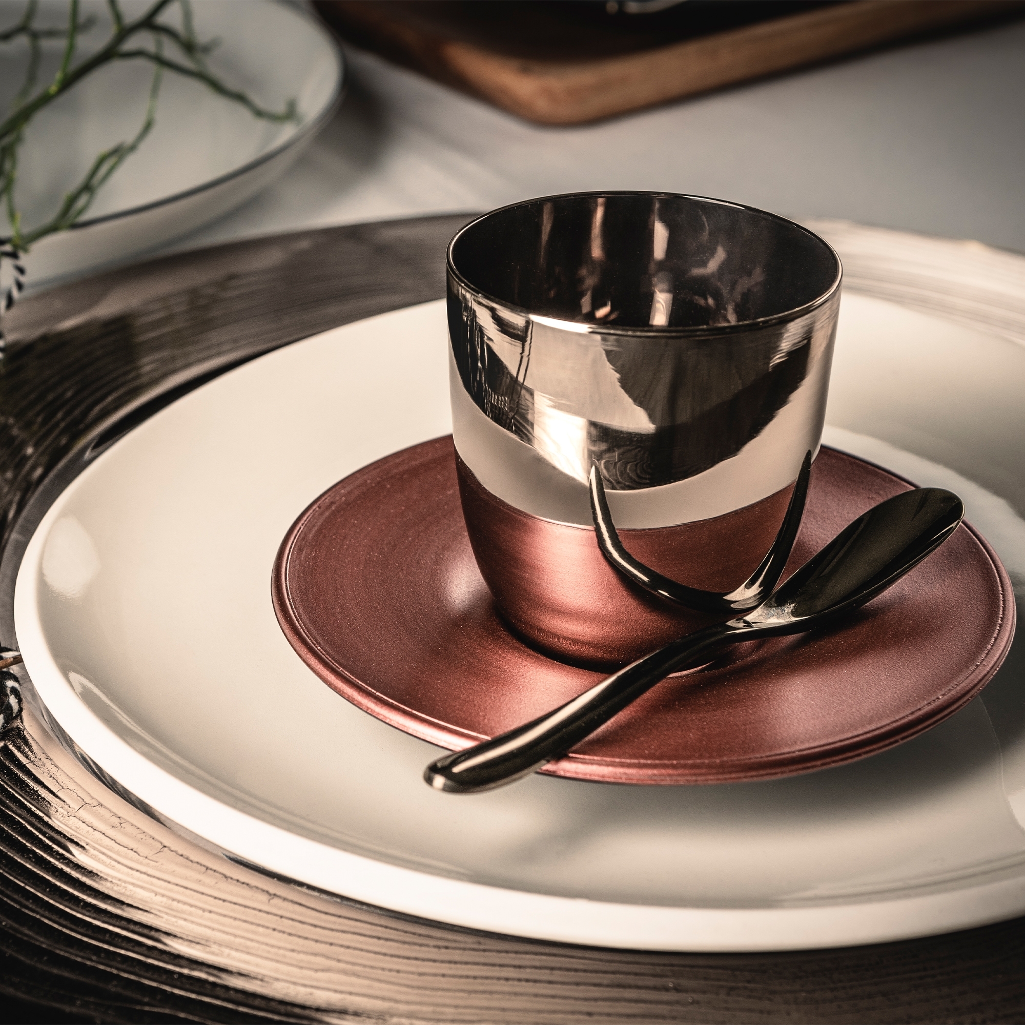 Eisch – COSMO COLLECT espresso set, platin/copper