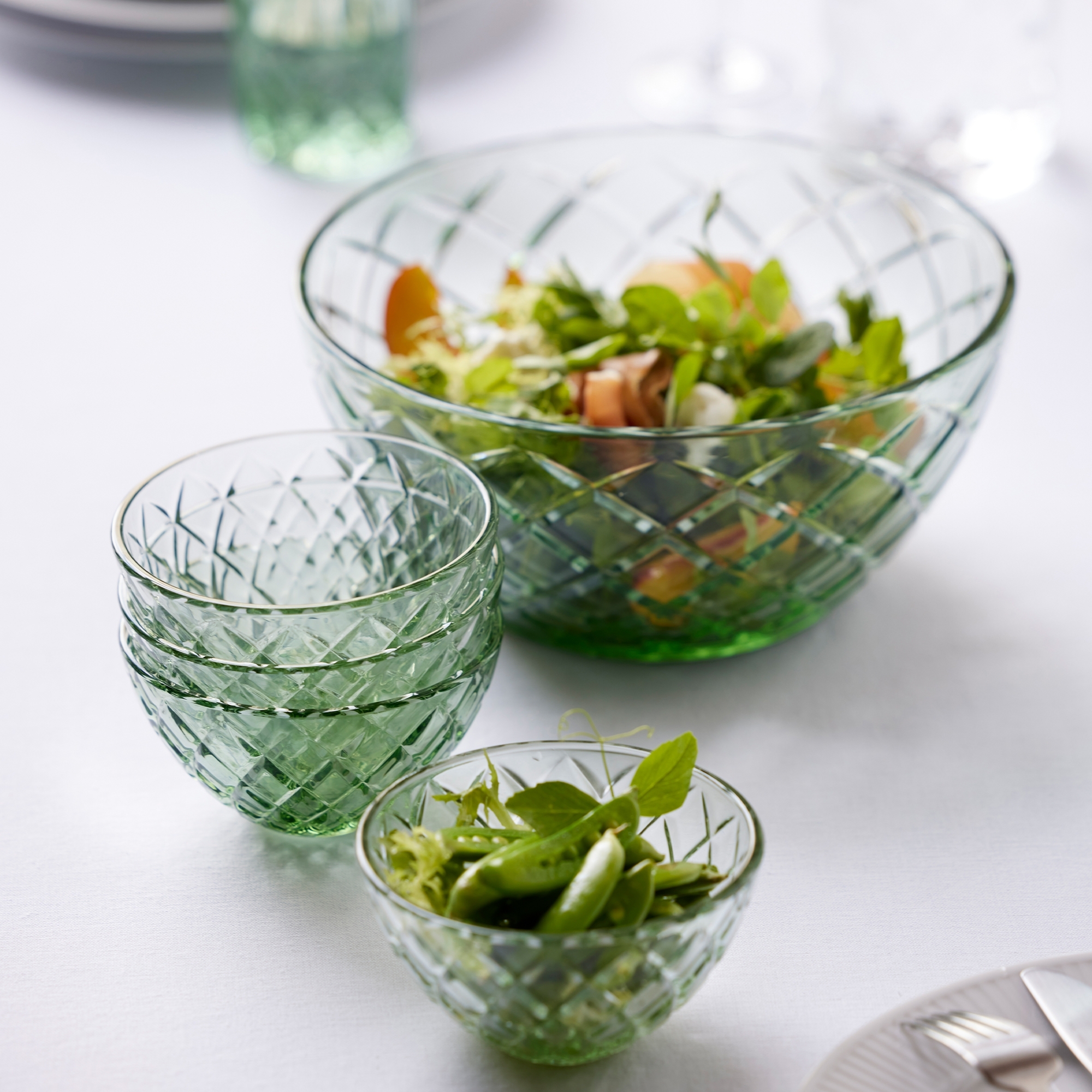 Lyngby Glas -Sorrento - Bowl - Green - 4 pcs.