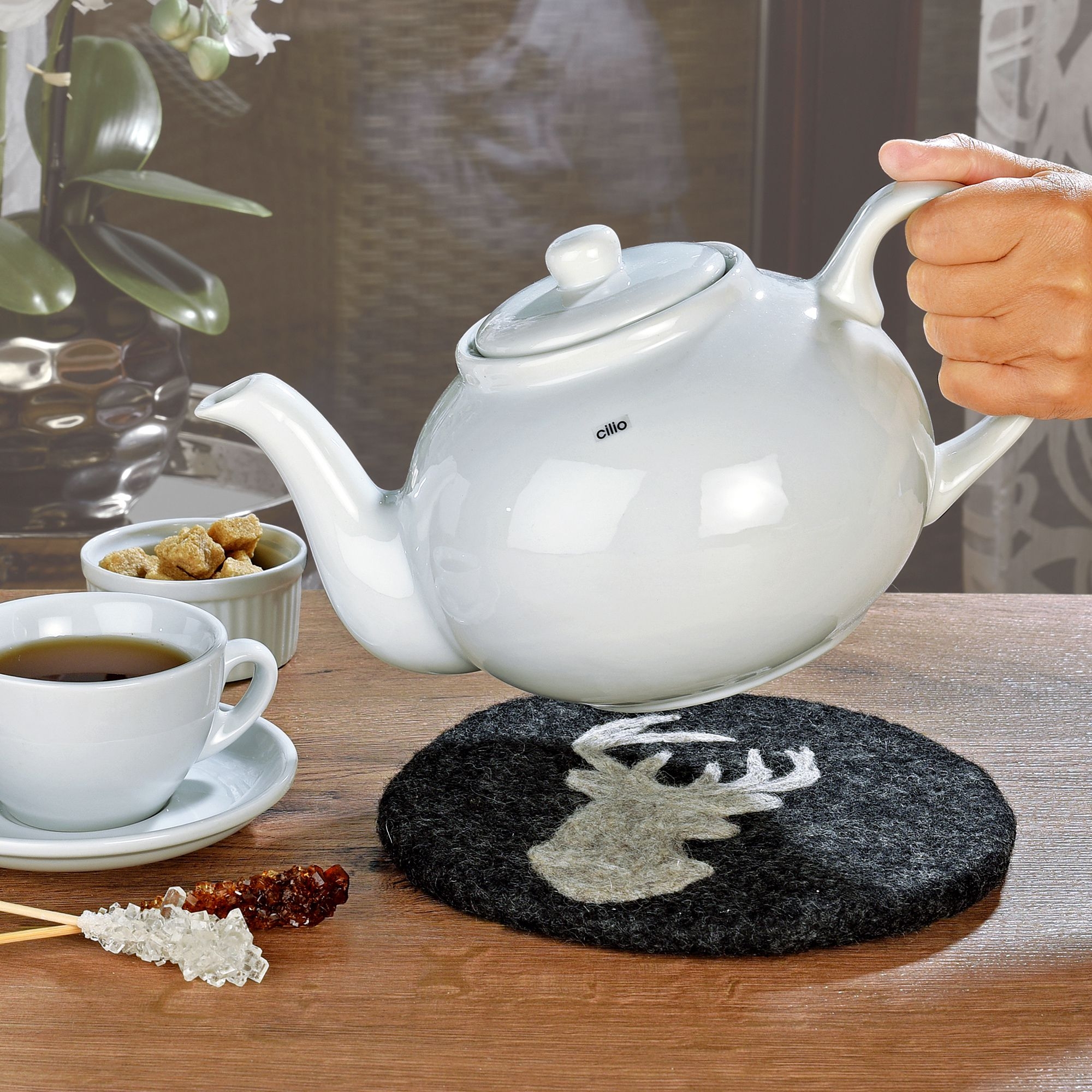 Cilio - Untersetzer schwarz LANA Hirsch Cilio - Untersetzer schwarz LANA Hirsch