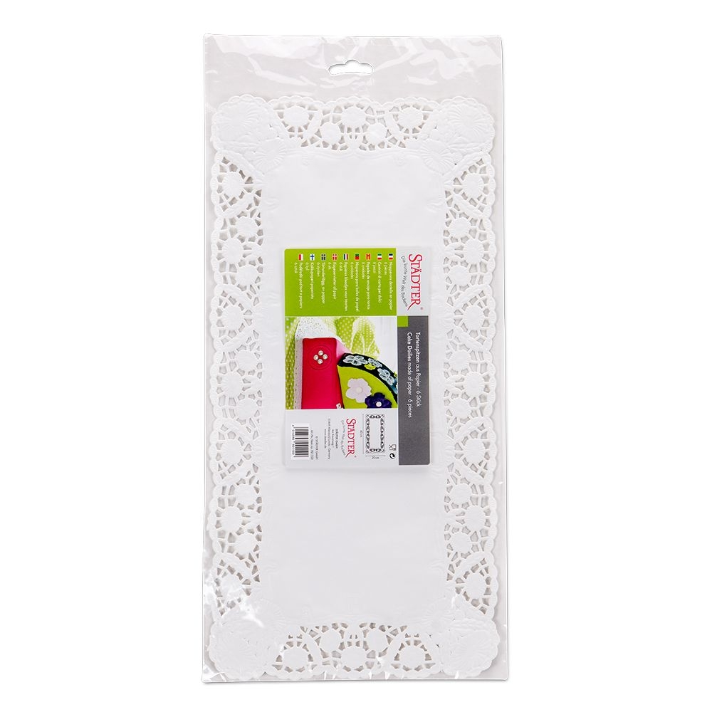 Städter - Cake doily - 40 x 20 cm - white - Rectangle - Set of 6