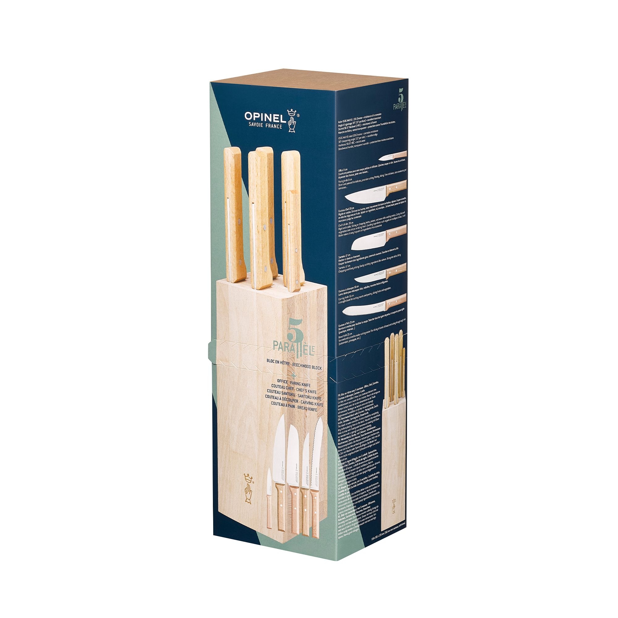 Opinel - Bread Knife Block - PARALLELE - Knife Set - 6-piece