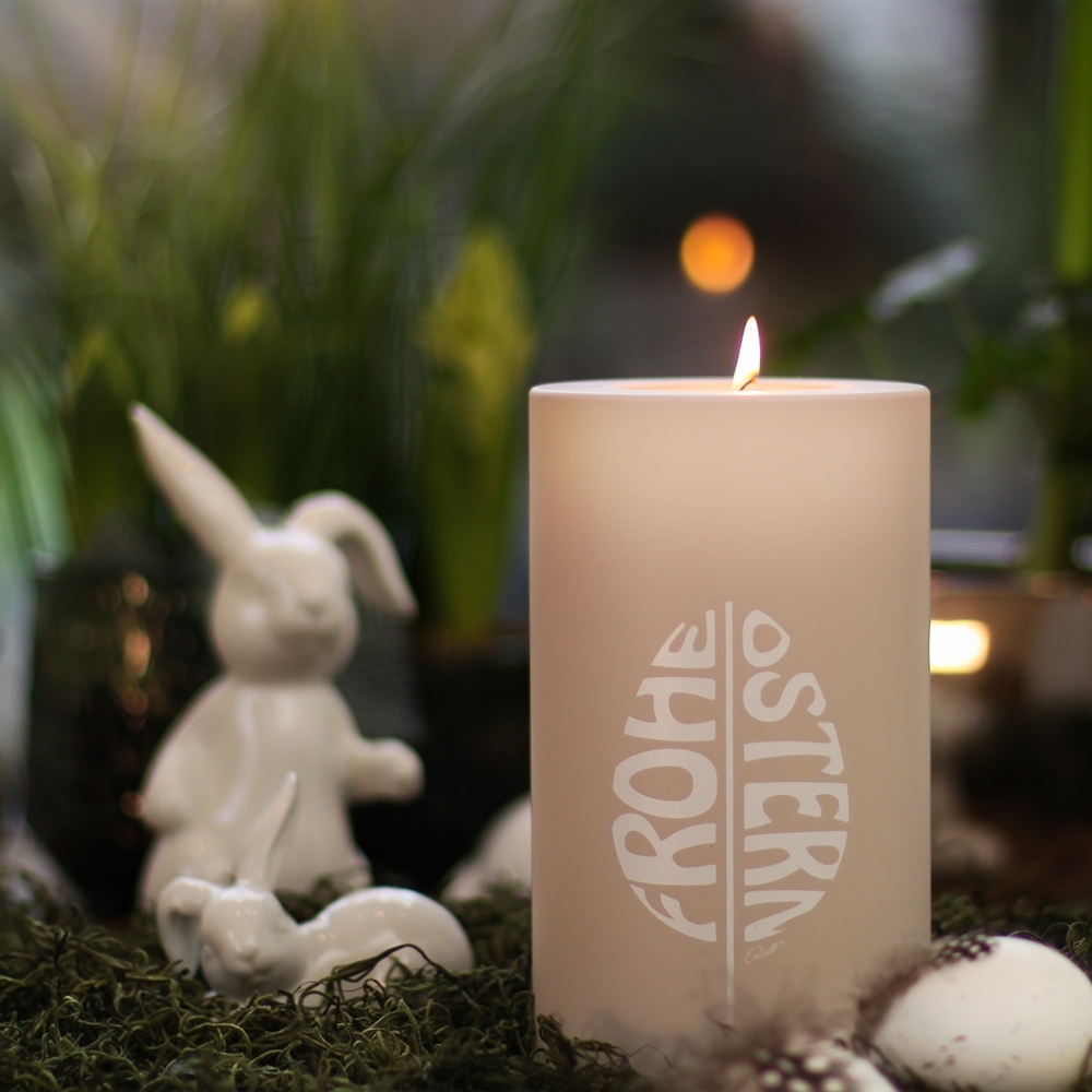Qult Farluce Trend - Tealight Candle Holder - cappuccino "Happy Easter" Qult Farluce Trend - Tealight Candle Holder - cappuccino "Happy Easter"
