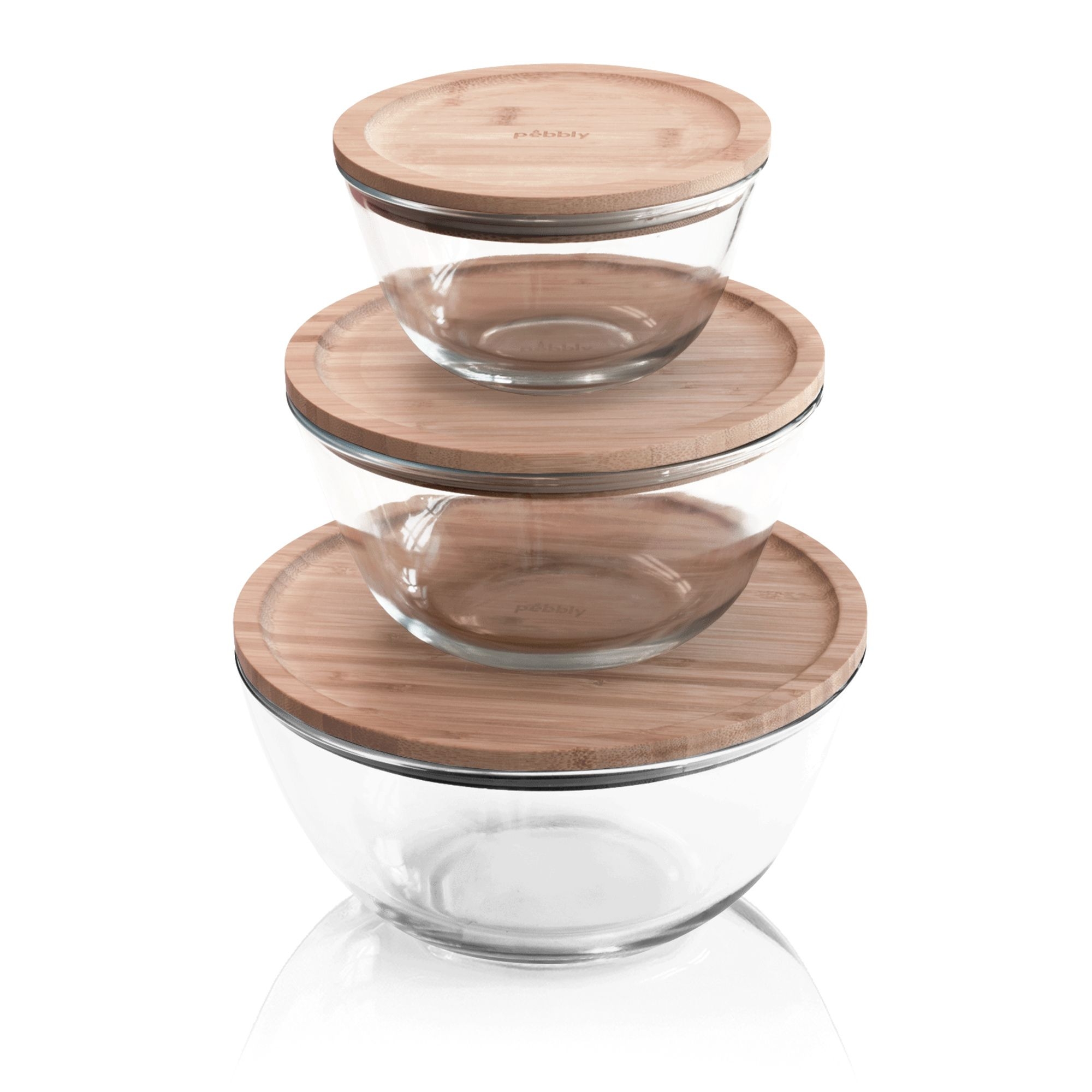Pebbly - Glass bowl with bamboo lid - 770 ml Pebbly - Glass bowl with bamboo lid - 770 ml