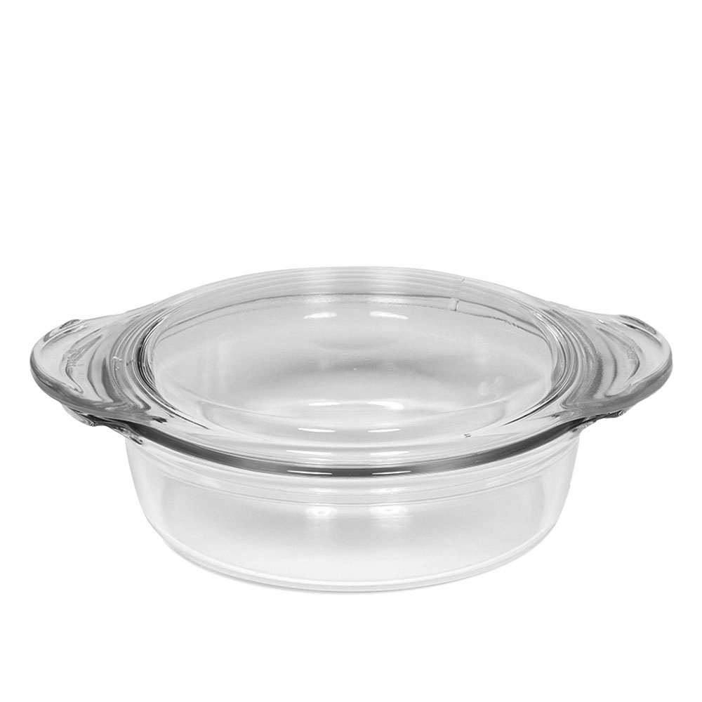 Round SIMAX borosilicate glass bowl flat with lid 2.5 l