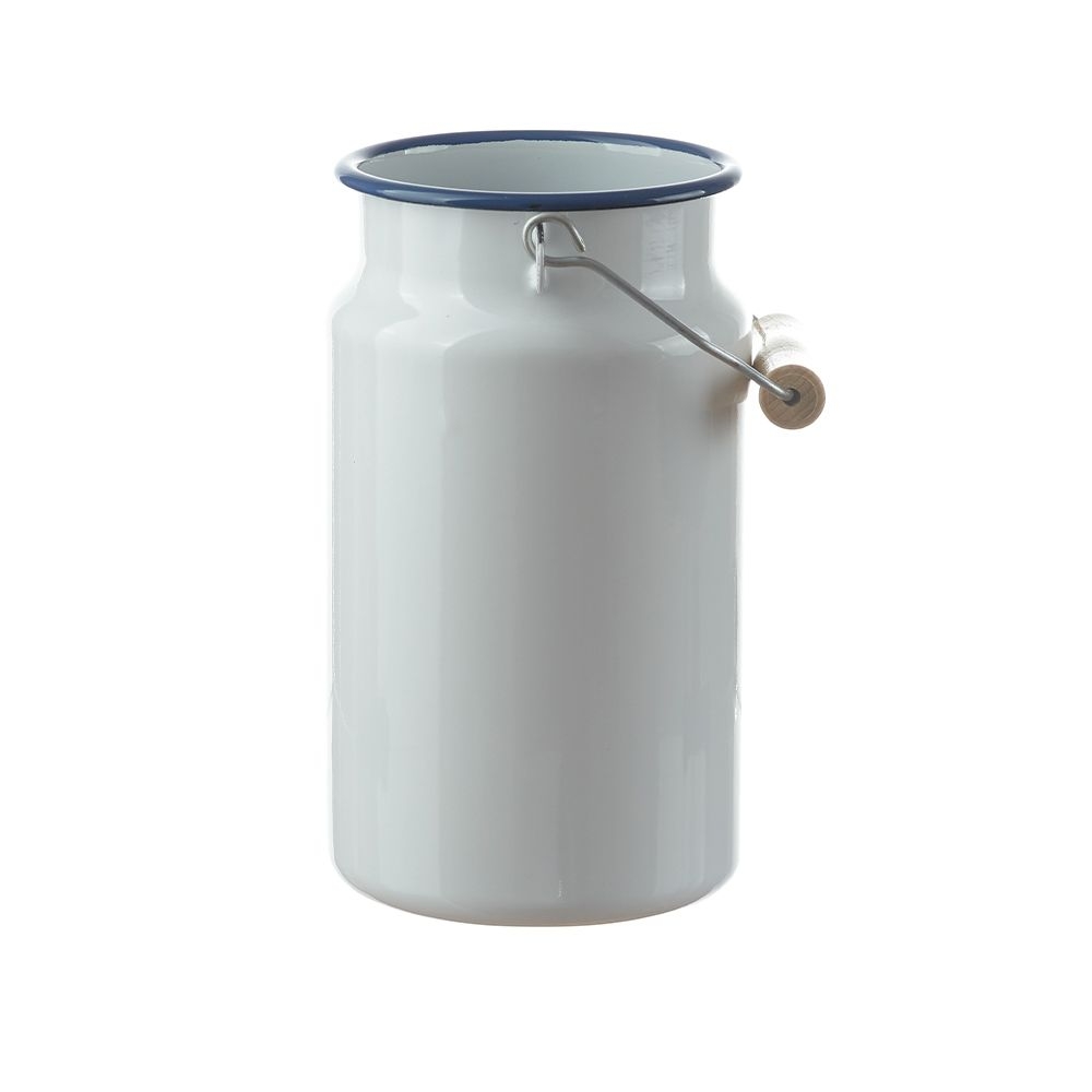 Münder Email - Milchkanne 2,0 L - Weiß mit blauem Rand Münder Email - Milchkanne 2,0 L - Weiß mit blauem Rand