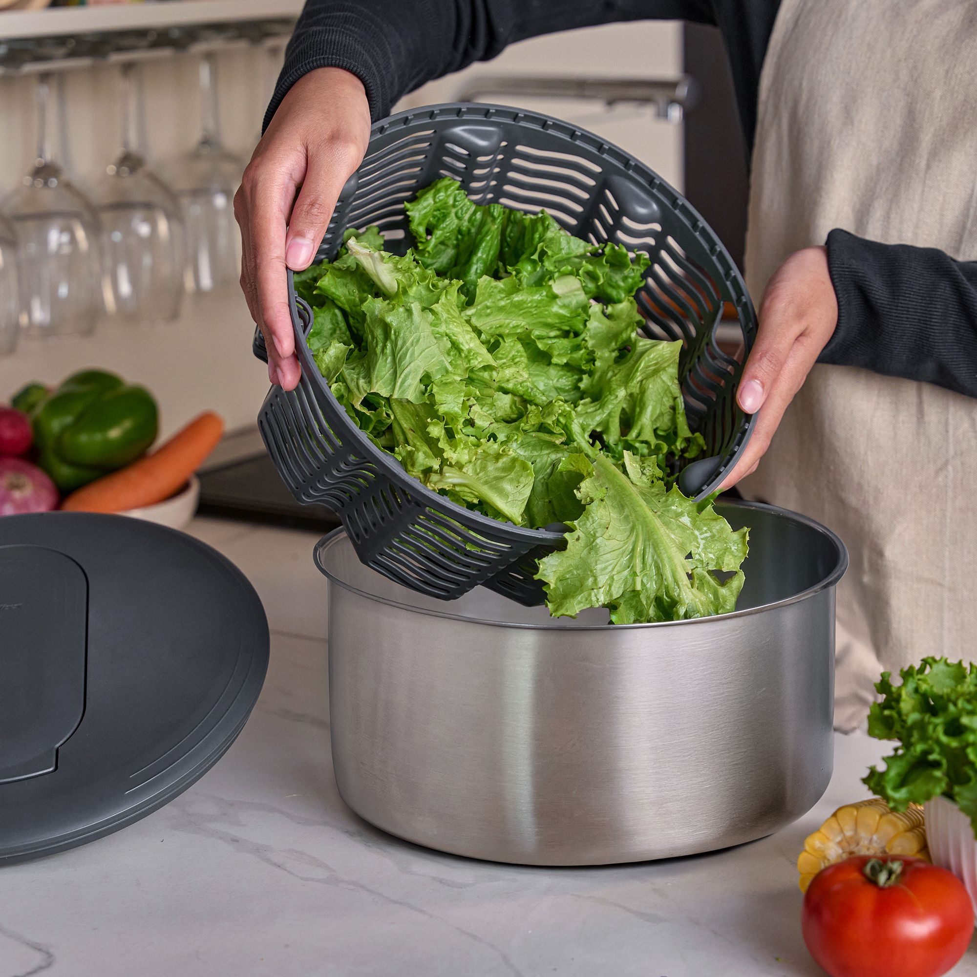 Zyliss - Swift Dry Salad Spinner - Ø 27 cm | Stainless Steel