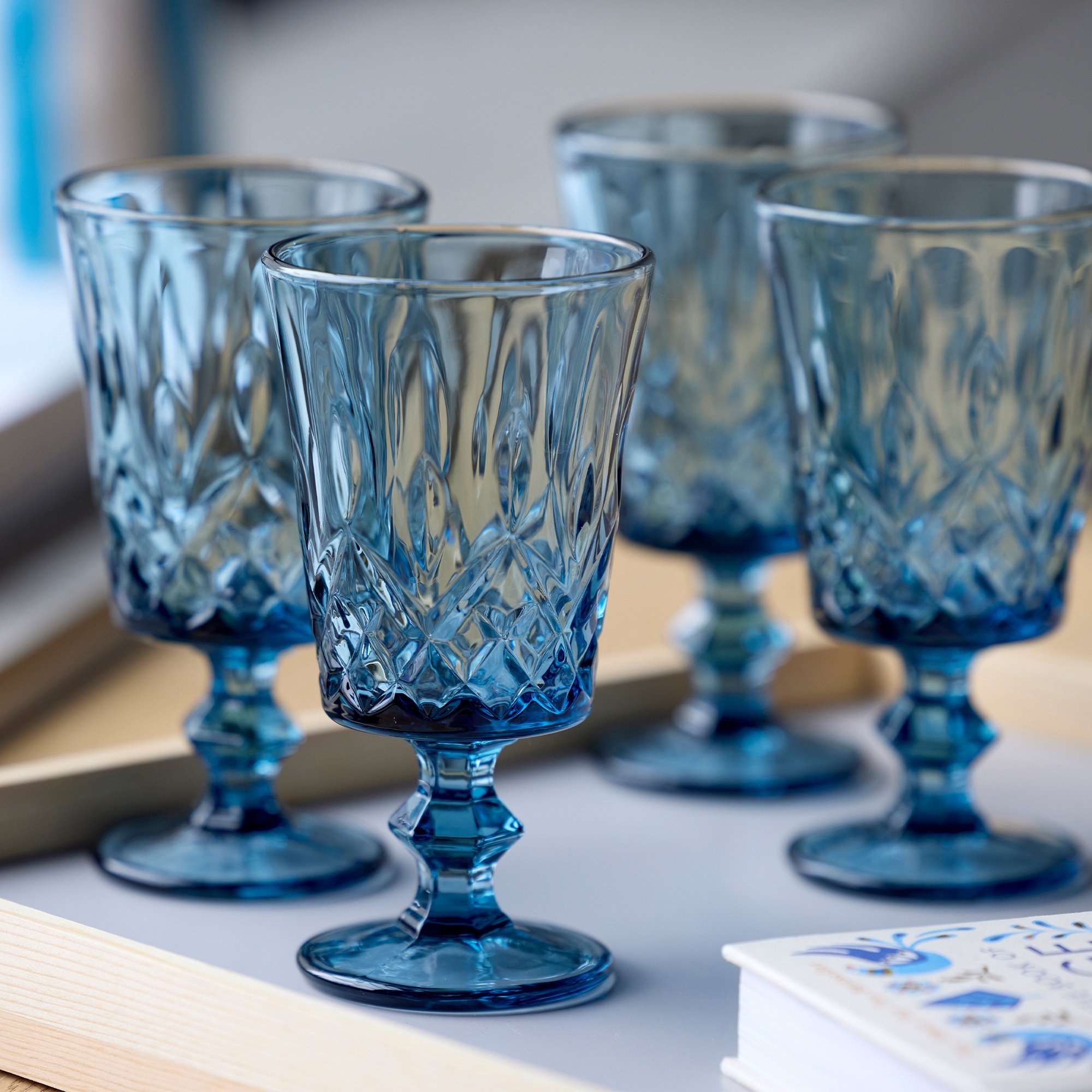 Lyngby glass -Sorrento - Wine glass - Blue - 4 pcs.