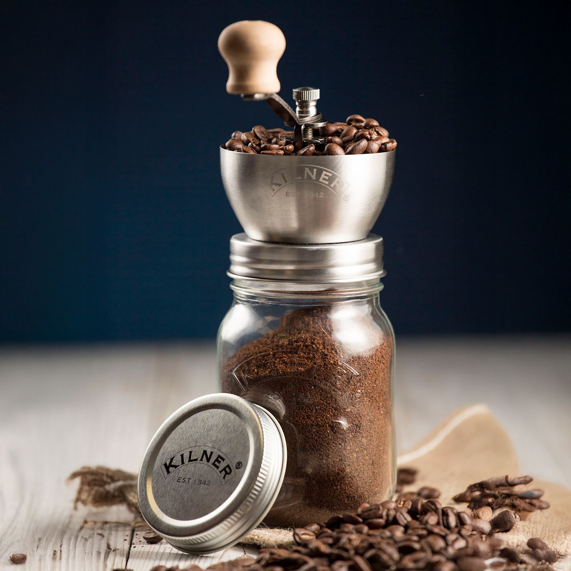 Kilner - Coffee grinder with crank handle and glass - 500 ml