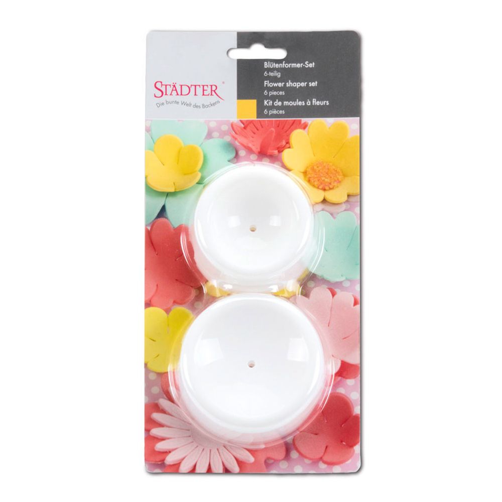 Städter - Fondant modelling tool Flower shaping bowls - white - Set, 6 pieces