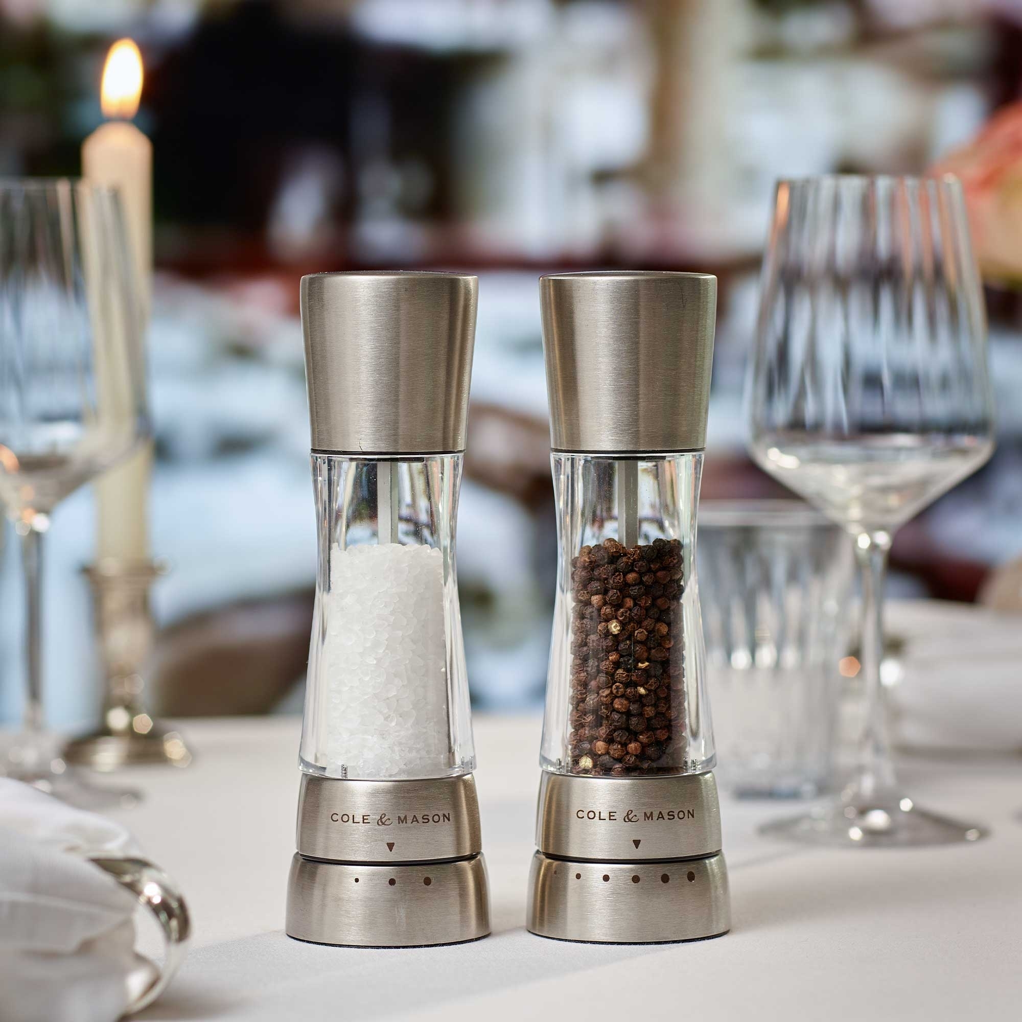 COLE & MASON - Derwent Pepper and Salt Mill Set | Stainless steel