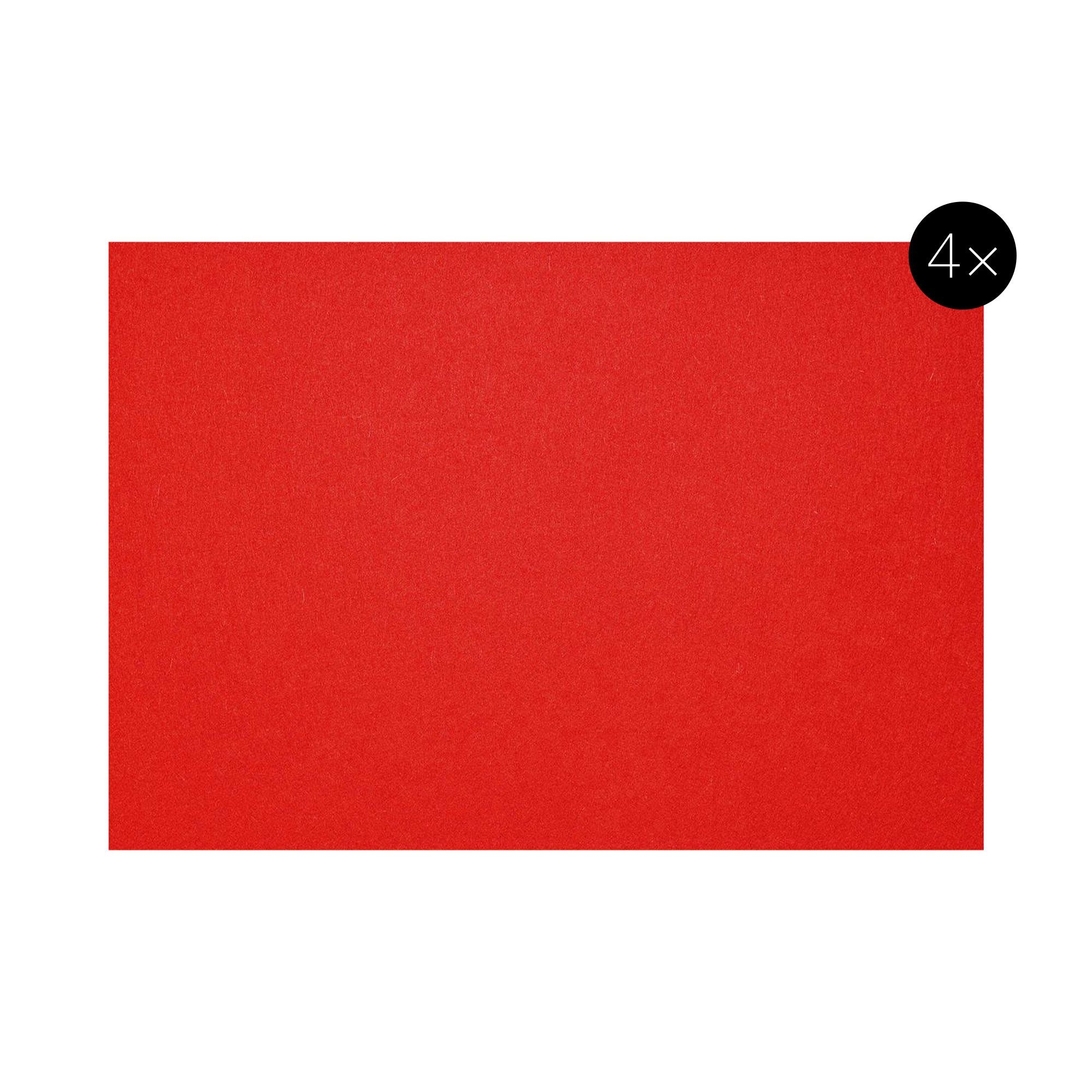 Red daff wool felt placemat 33x45 cm set of 4