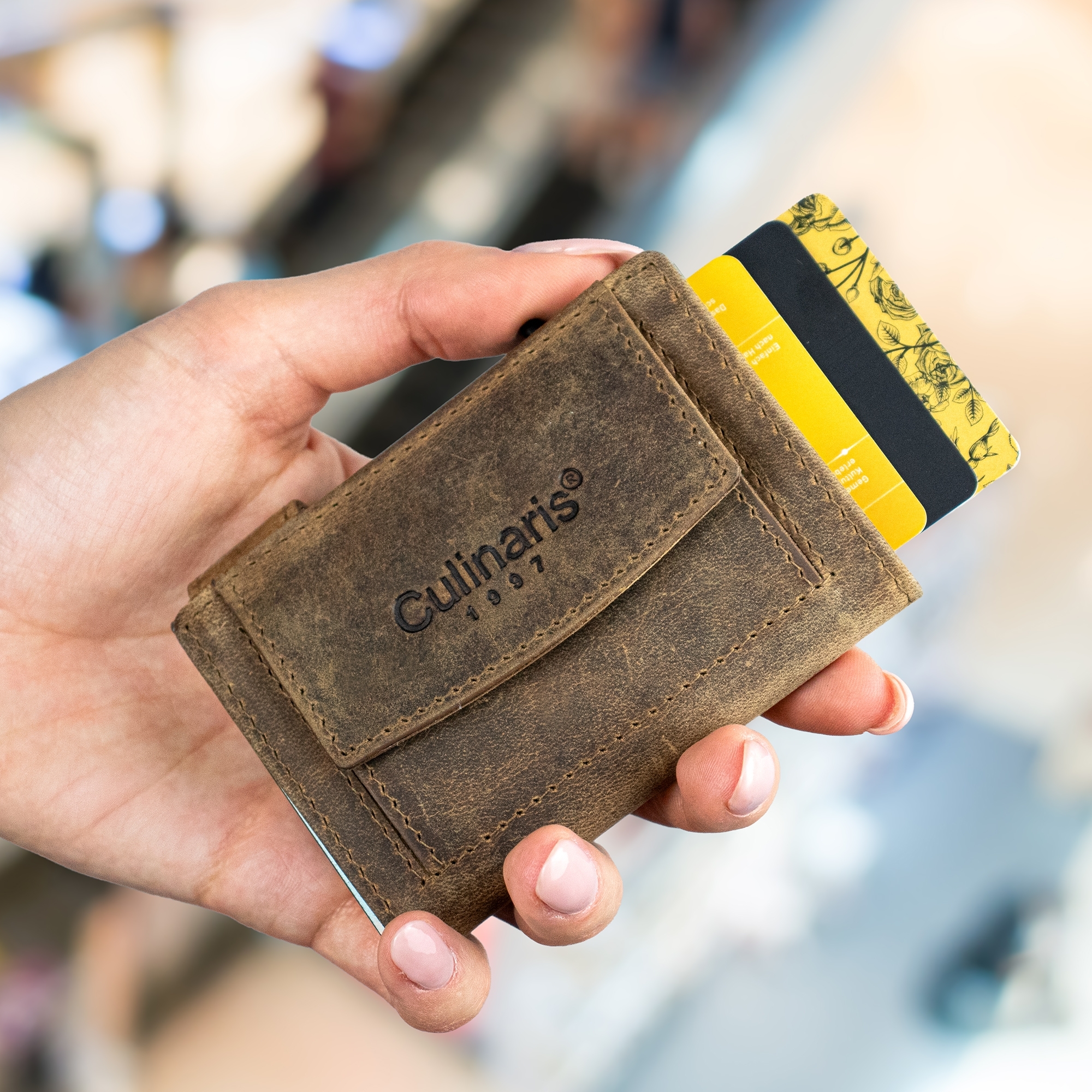 Card Case with Coin Pocket - Hunter Brown | Culinaris Wallet