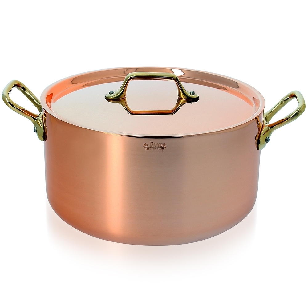 de Buyer - Round stewpan with lid - brass handles