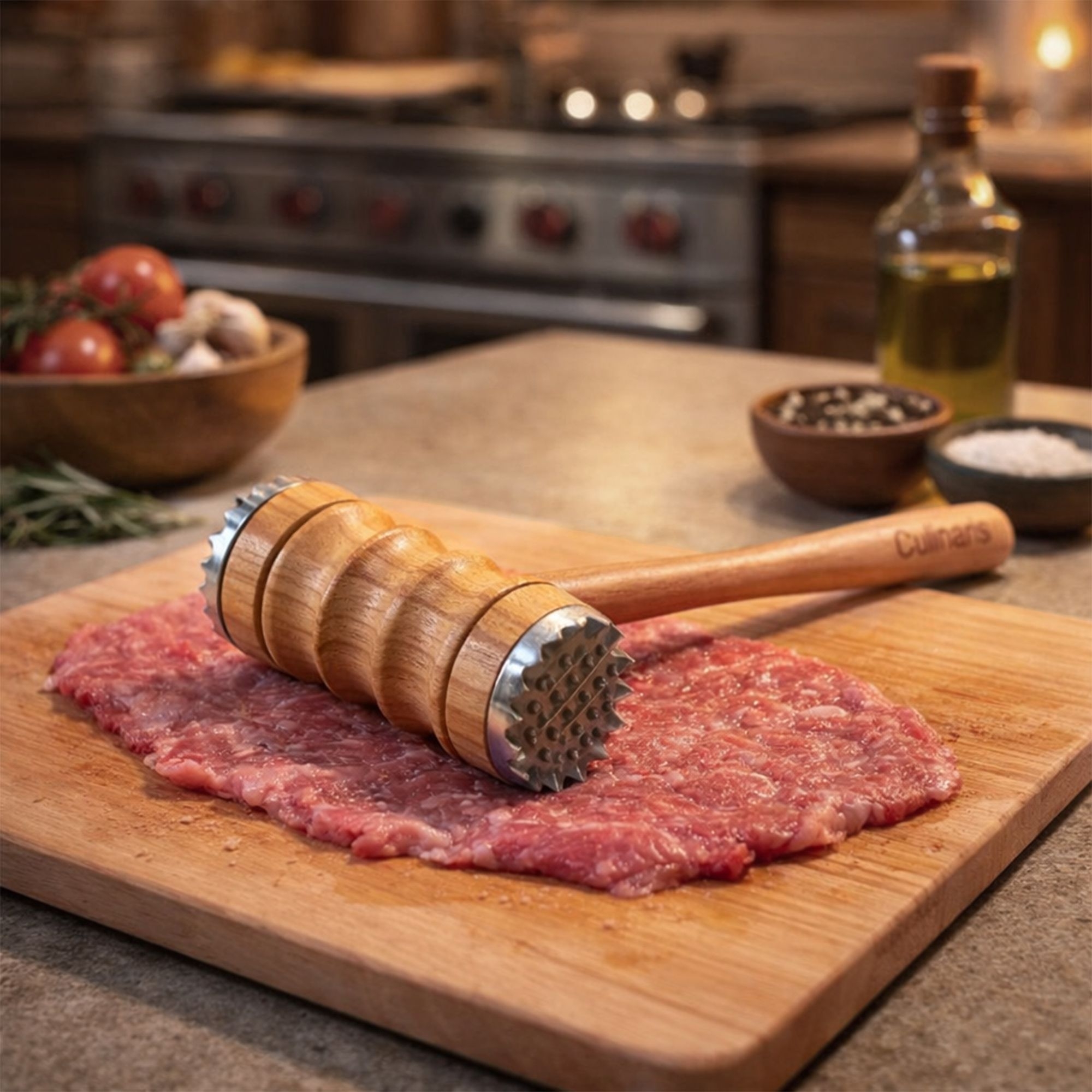 Culinaris cherry wood meat mallet tenderising meat