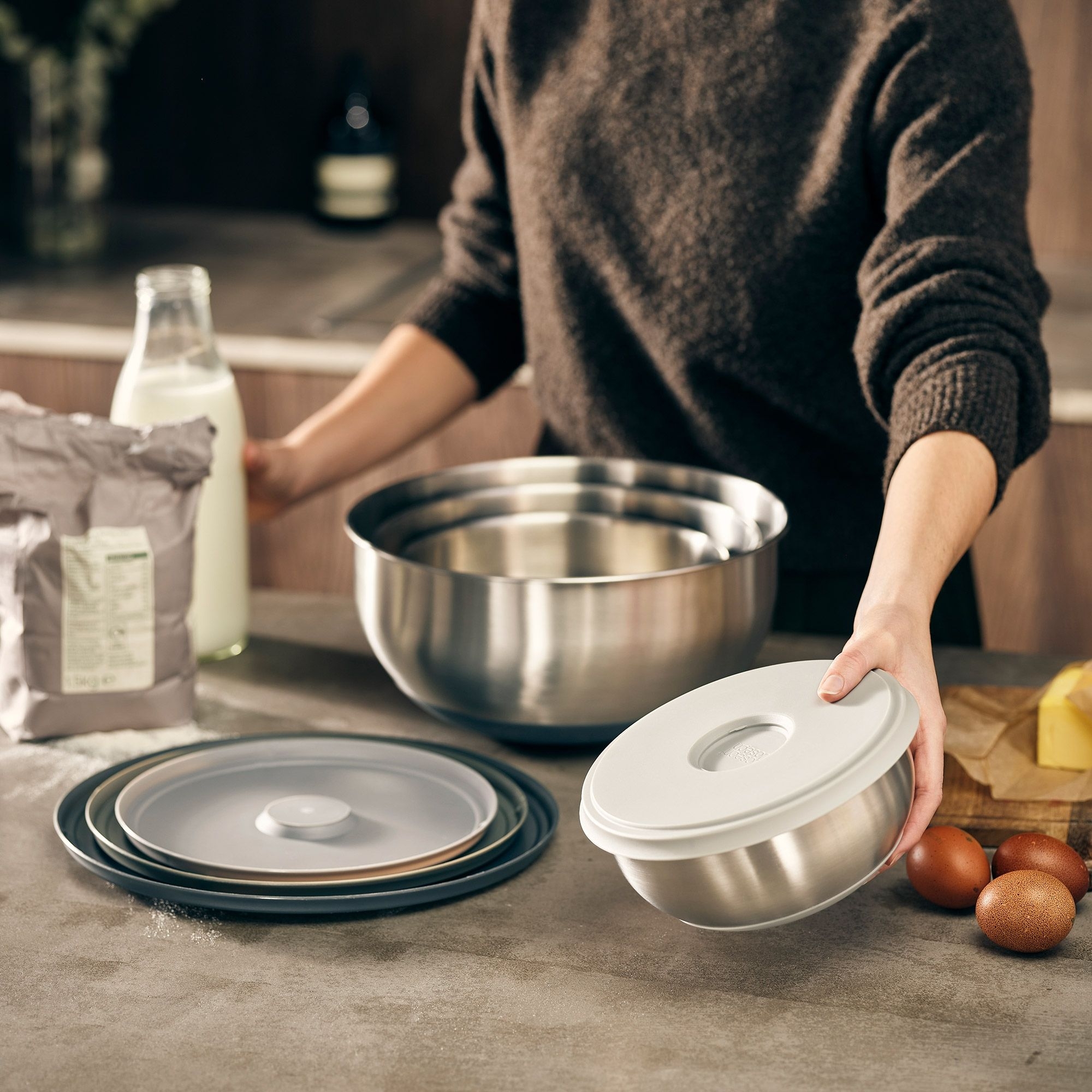 Joseph Joseph - Nest™ Prep&Store Stahl Edelstahlschüsseln with lid - 4er-Set