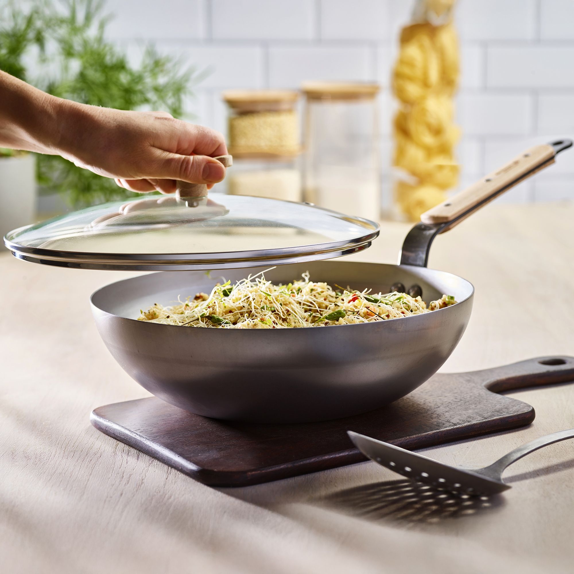 de Buyer - Mineral B Bois - Gewölbter Wok mit Griff