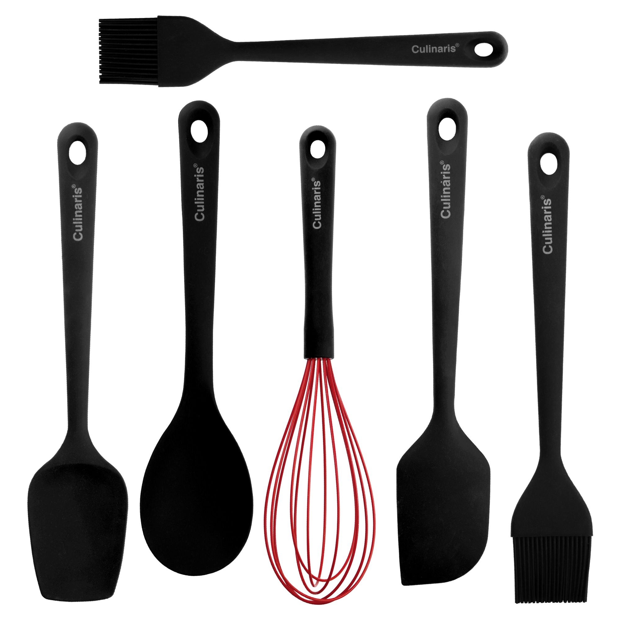 Baking set 7-pcs. - 6 silicone tools with rotating stand - black | Culinaris Baking set 7-pcs. - 6 silicone tools with rotating stand - black | Culinaris