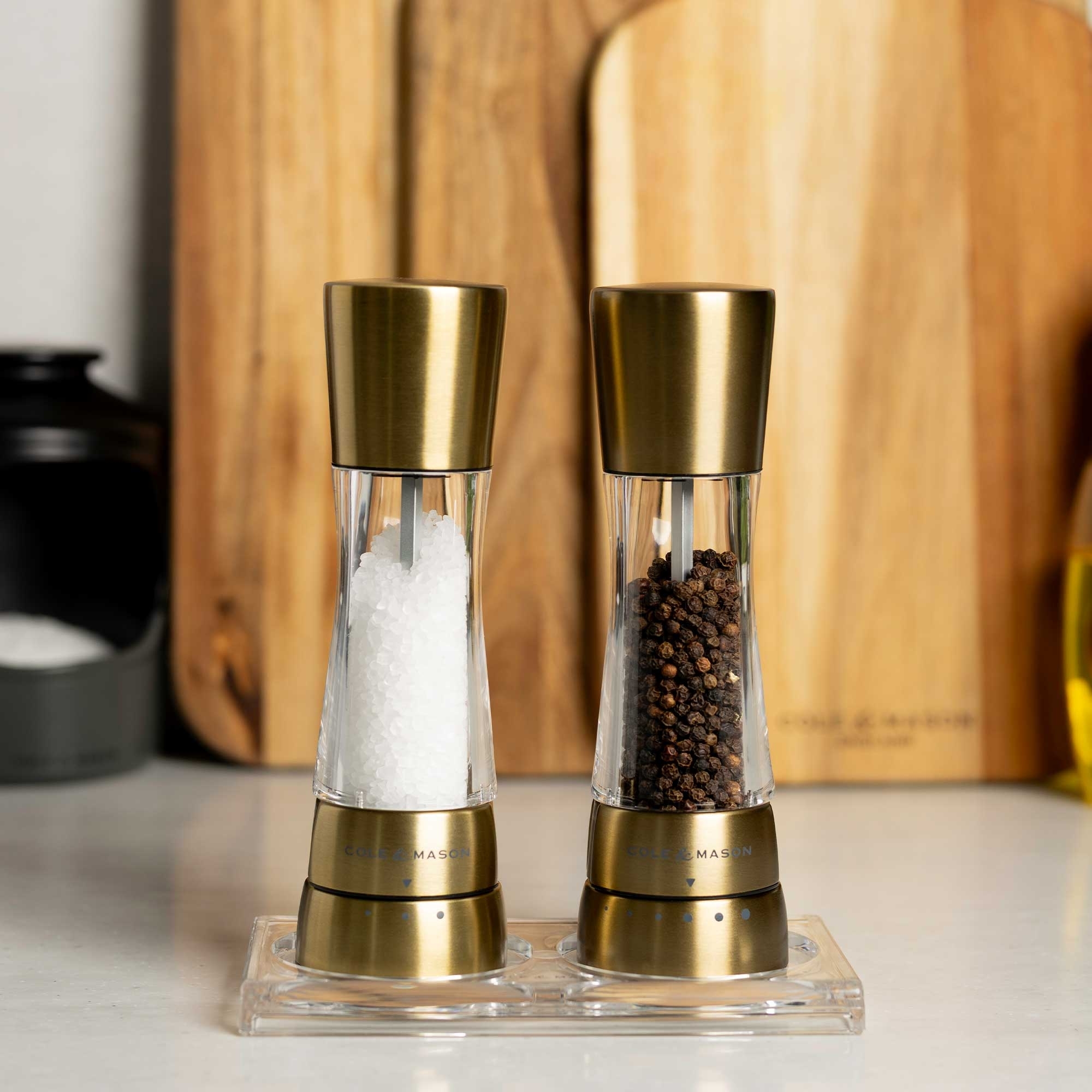 COLE & MASON - Derwent Pepper and Salt Mill Set | Matte Gold