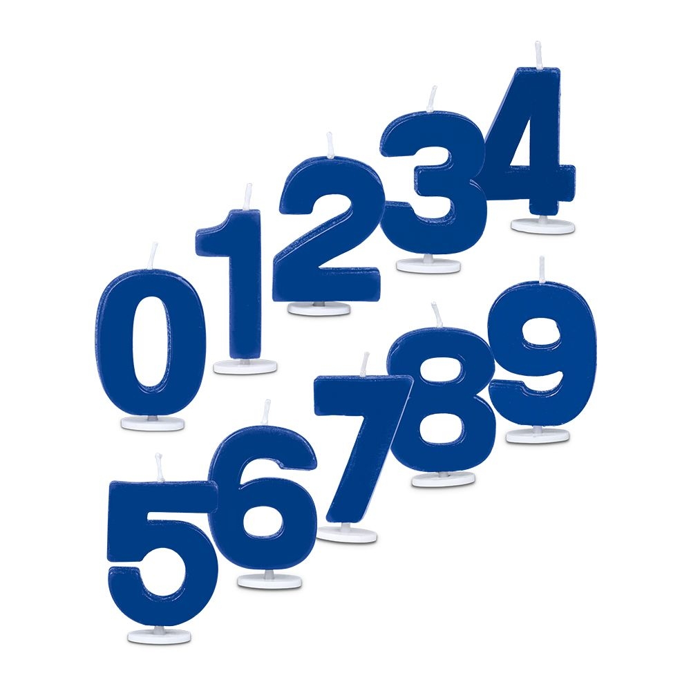 Städter - Candles Number - 4,5 cm - blue with holder Städter - Candles Number - 4,5 cm - blue with holder