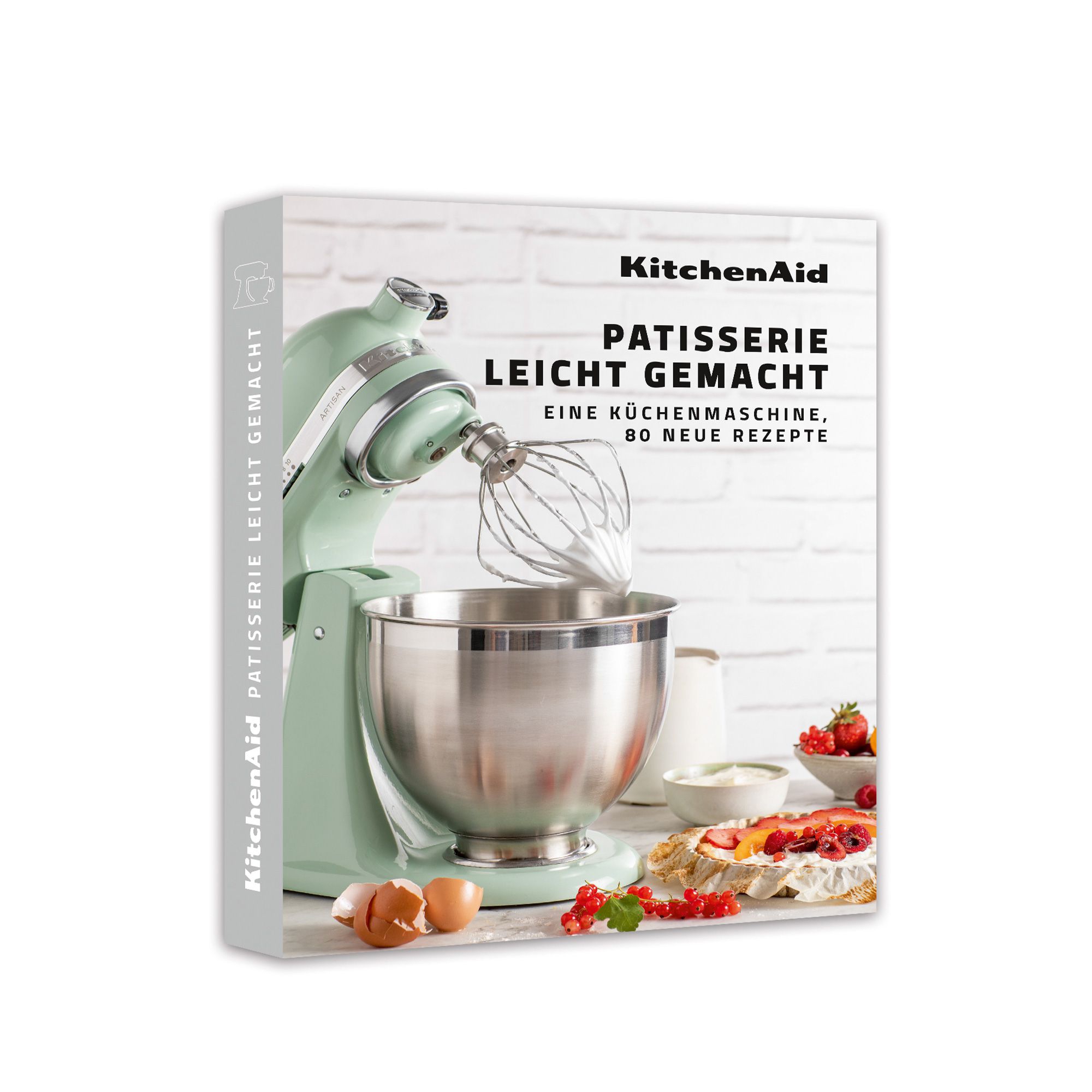 KitchenAid - Set Küchenmaschine 6,6 L + Feingebäckrührer + 15 tlg. Küchenhelfer-Set + Rezeptbuch „Patisserie leichtgemacht“ - Liebesapfelrot