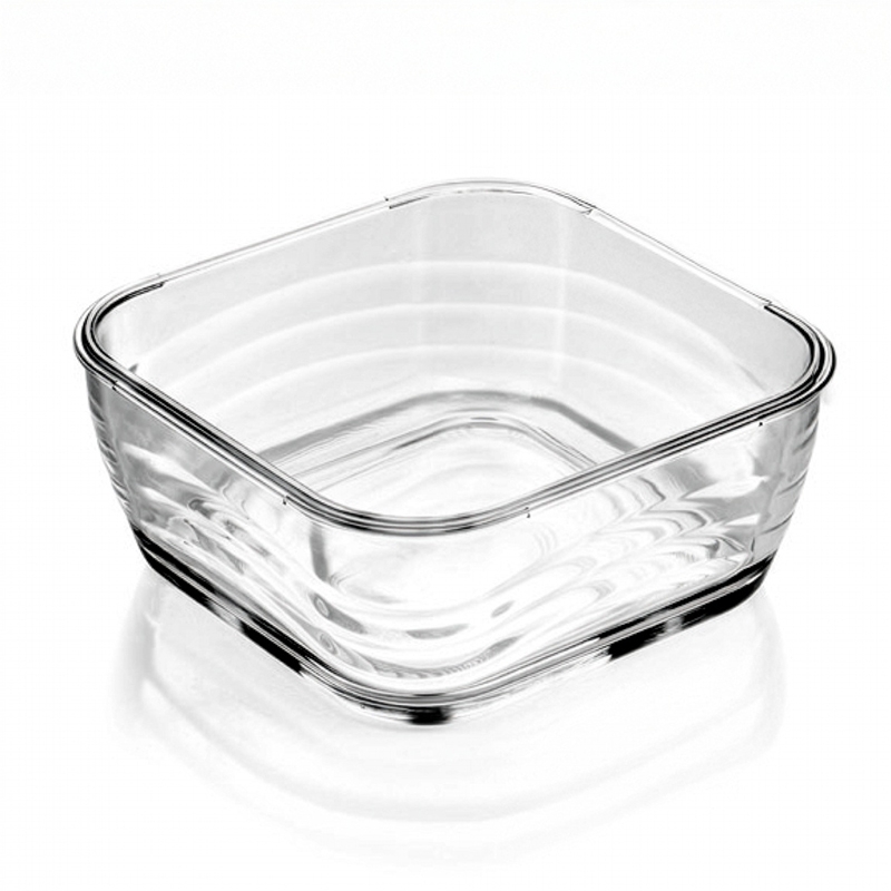 Empty square glass bowl