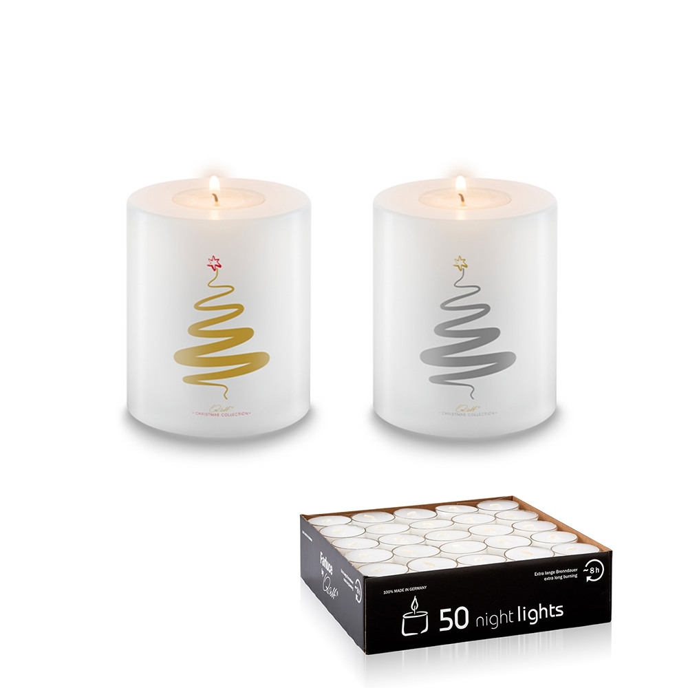 Qult Farluce Trend - Teelichthalter in Kerzenform - Christmas Collection - Set Christmas Tree Gold + Silber Qult Farluce Trend - Teelichthalter in Kerzenform - Christmas Collection - Set Christmas Tree Gold + Silber