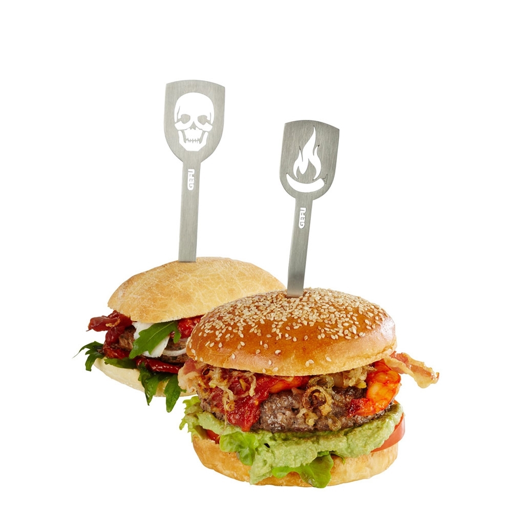 Gefu - Hamburger-Spieße TORRO Totenkopf/Flamme