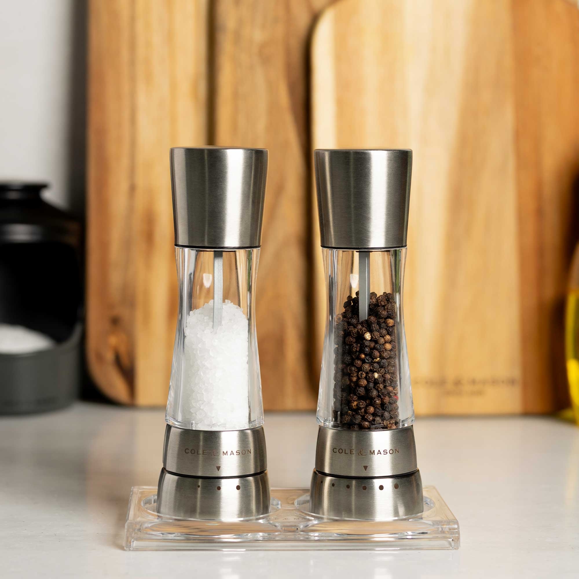 COLE & MASON - Derwent Pepper and Salt Mill Set | Stainless steel