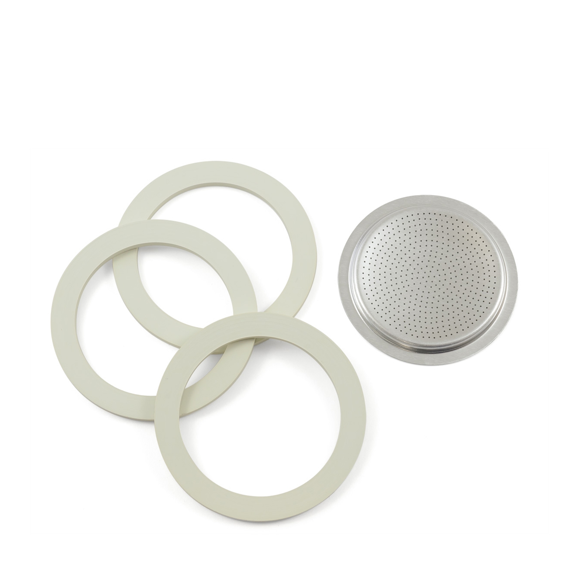 Bialetti - 3 Dichtungsringe + 1 Filtersieb für Aluminium Espressokocher, 1 Tasse