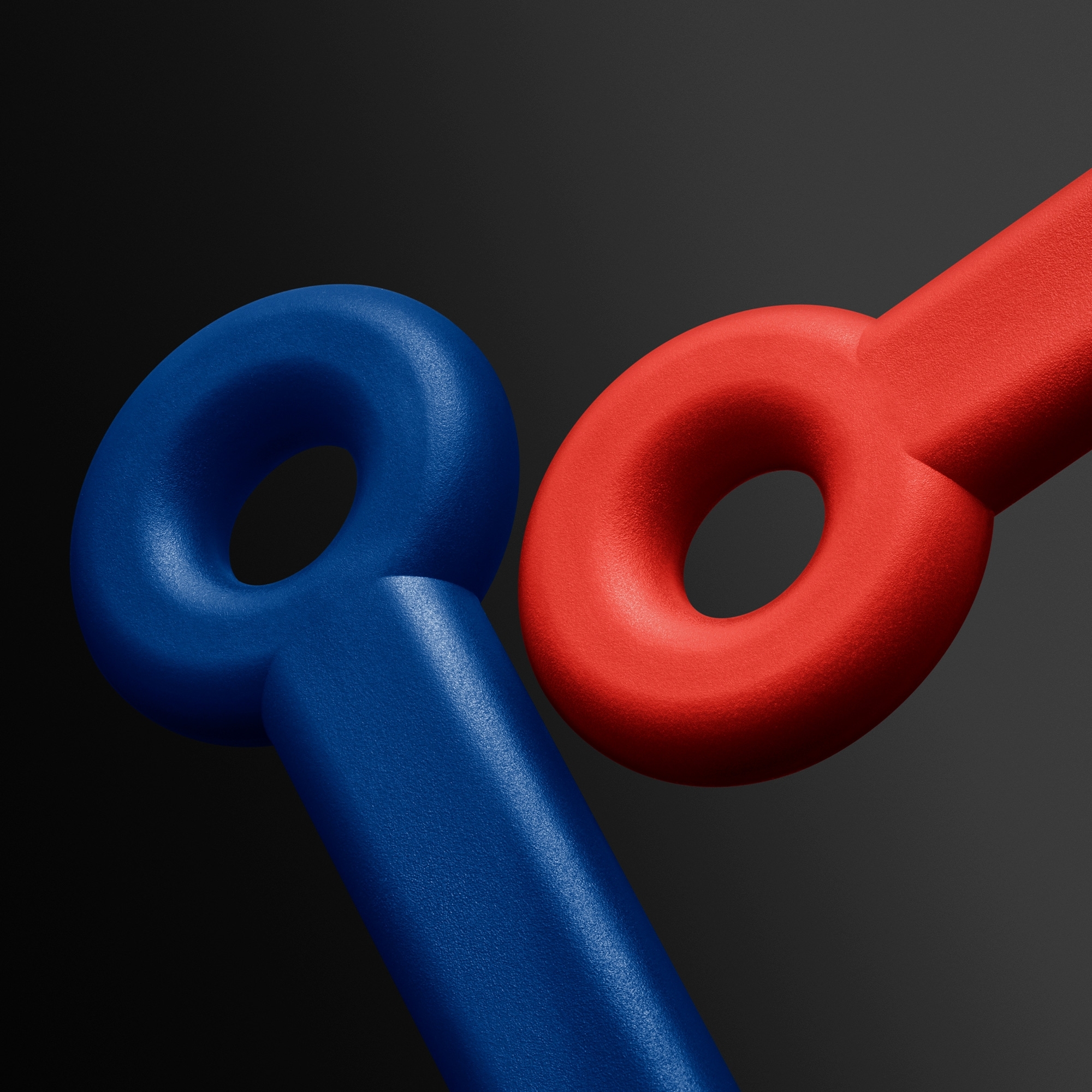 Abstrakte blaue und rote Designskulptur