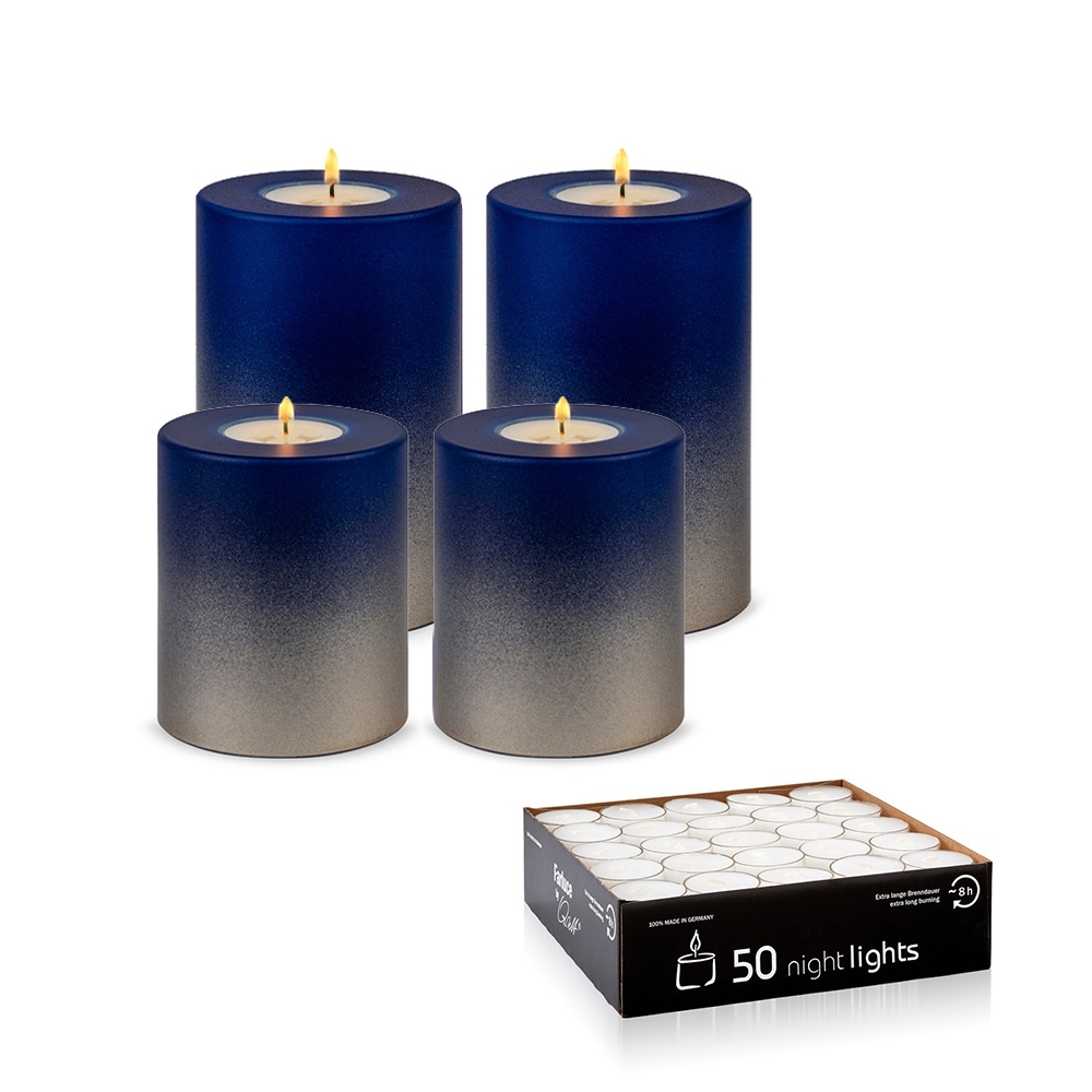 Qult Farluce Trend - Teelichthalter in Kerzenform - LEVI - Night blue / Cream gold Qult Farluce Trend - Teelichthalter in Kerzenform - LEVI - Night blue / Cream gold