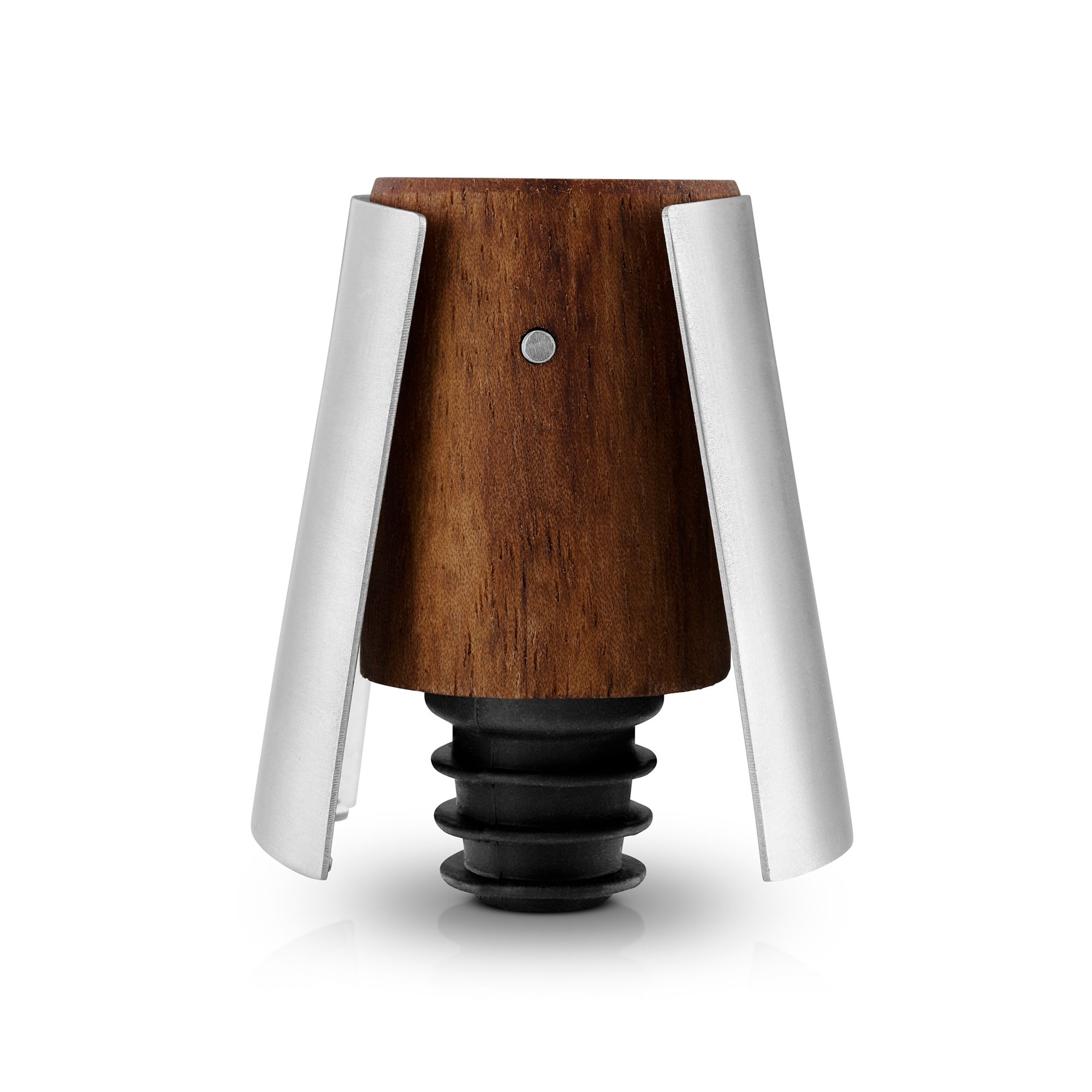 Moderner Weinflaschenverschluss aus Holz und Edelstahl