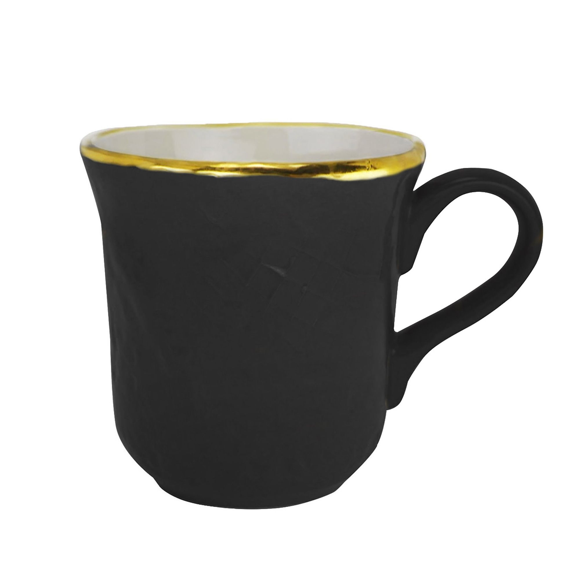 Arcucci - Coffee cup 480 ml with golden rim - Nero-Black