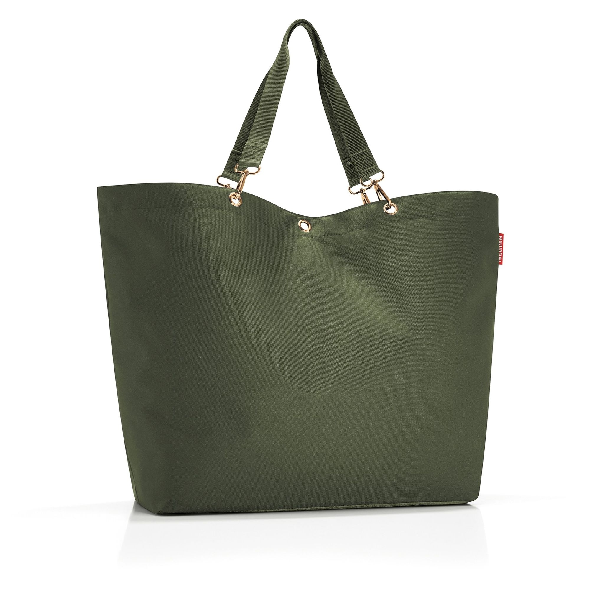 Olive green fabric shopper bag with handles