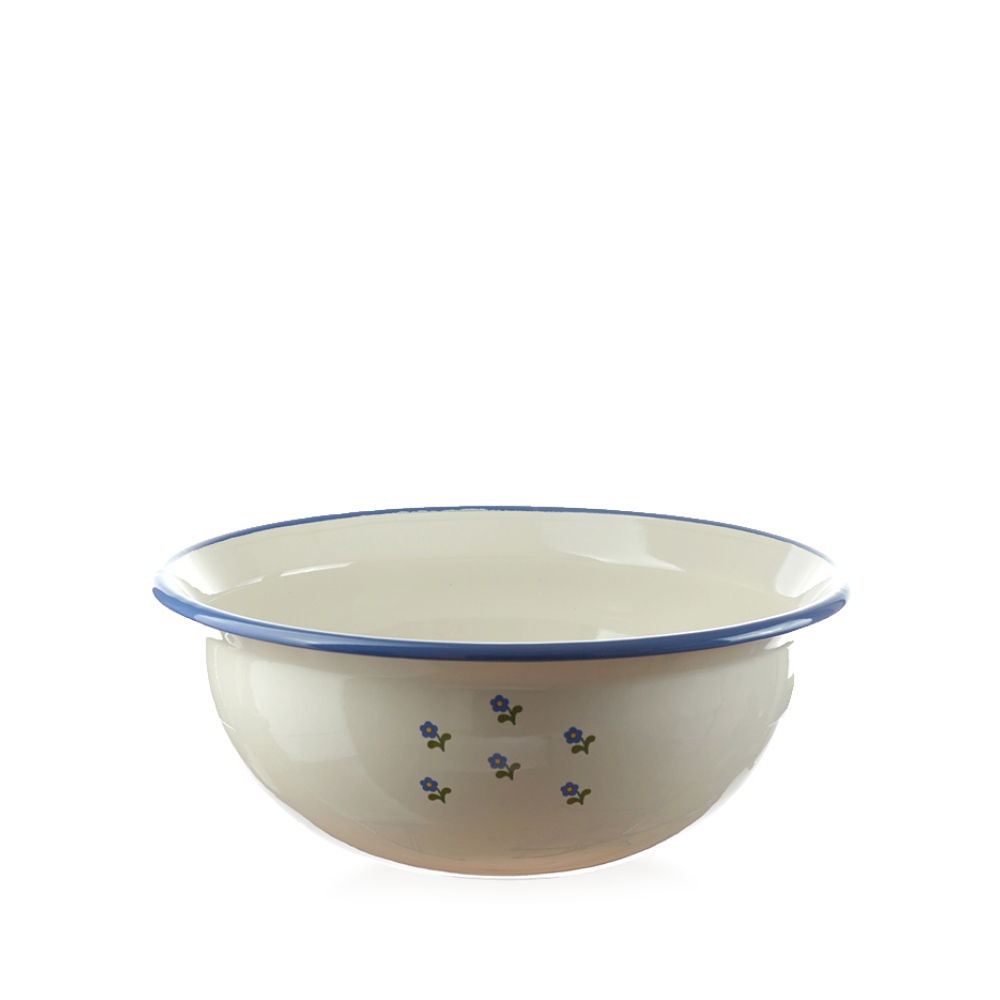 Münder Email - Bowl 36 cm - Beige with Flowers