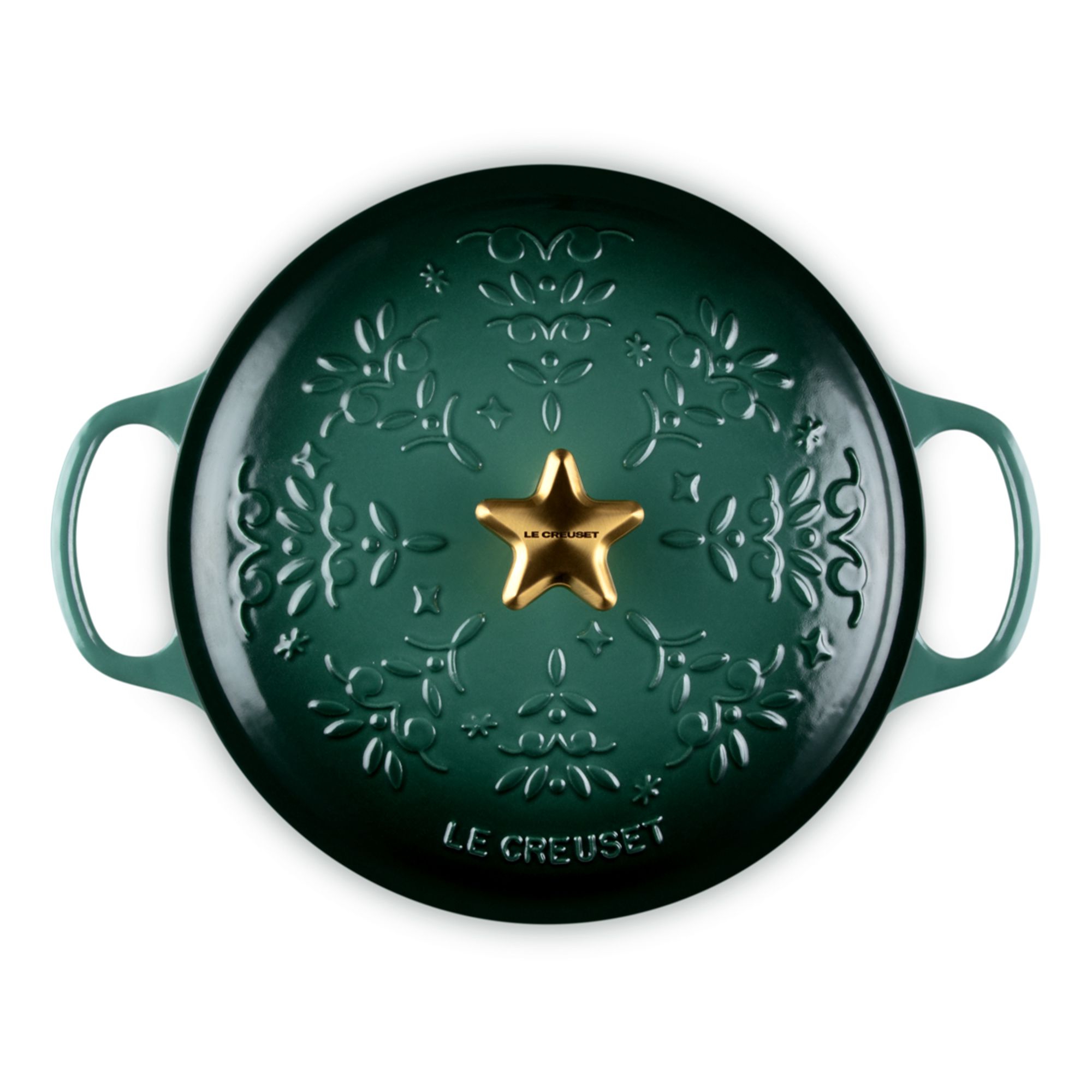 Le Creuset - Cast Iron Christmas Round Casserole with Gold Star Knob 24 cm