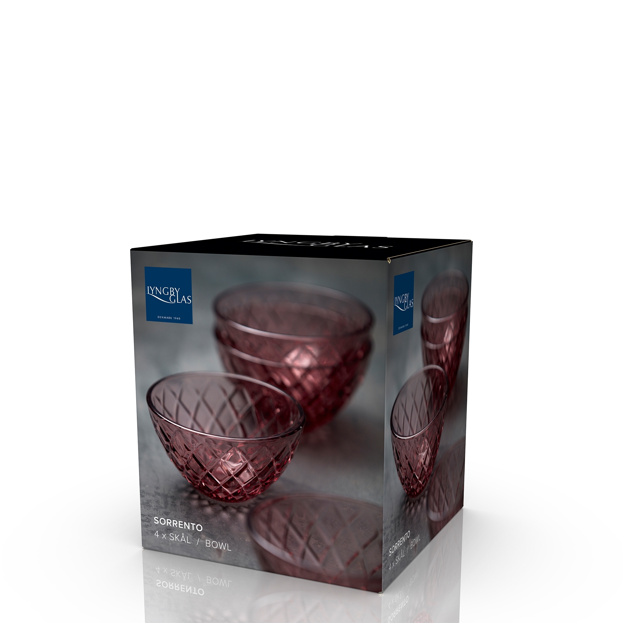 Lyngby Glas -Sorrento - Bowl - Pink - 4 pcs.