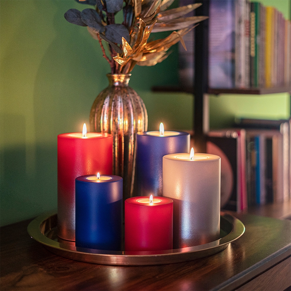 Qult Farluce Trend - Tealight Candle Holder - LEVI - Merlot Red / Cream Gold