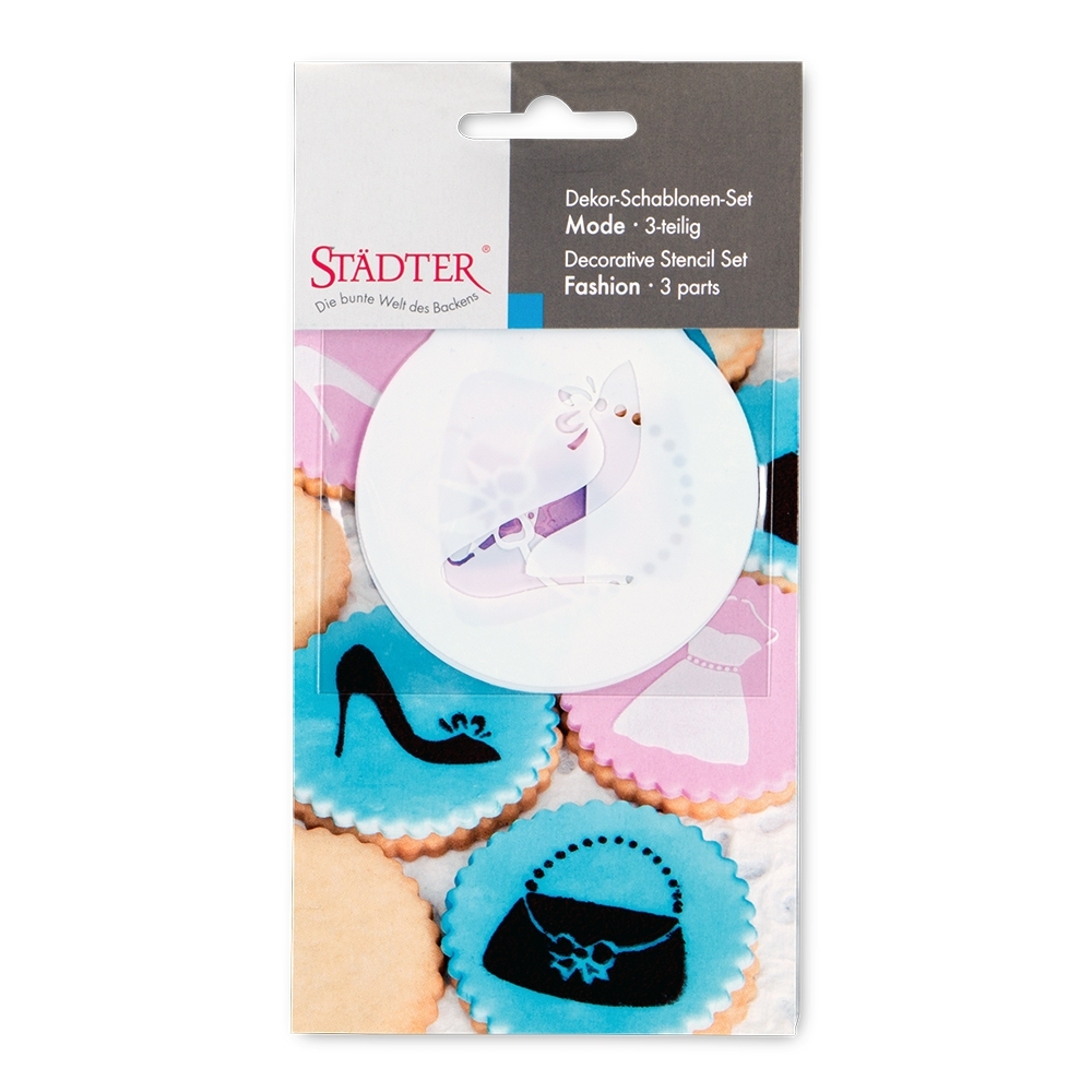 Städter - Decorative stencil Fashion ca. ø 7 cm white Set, 3-teilig