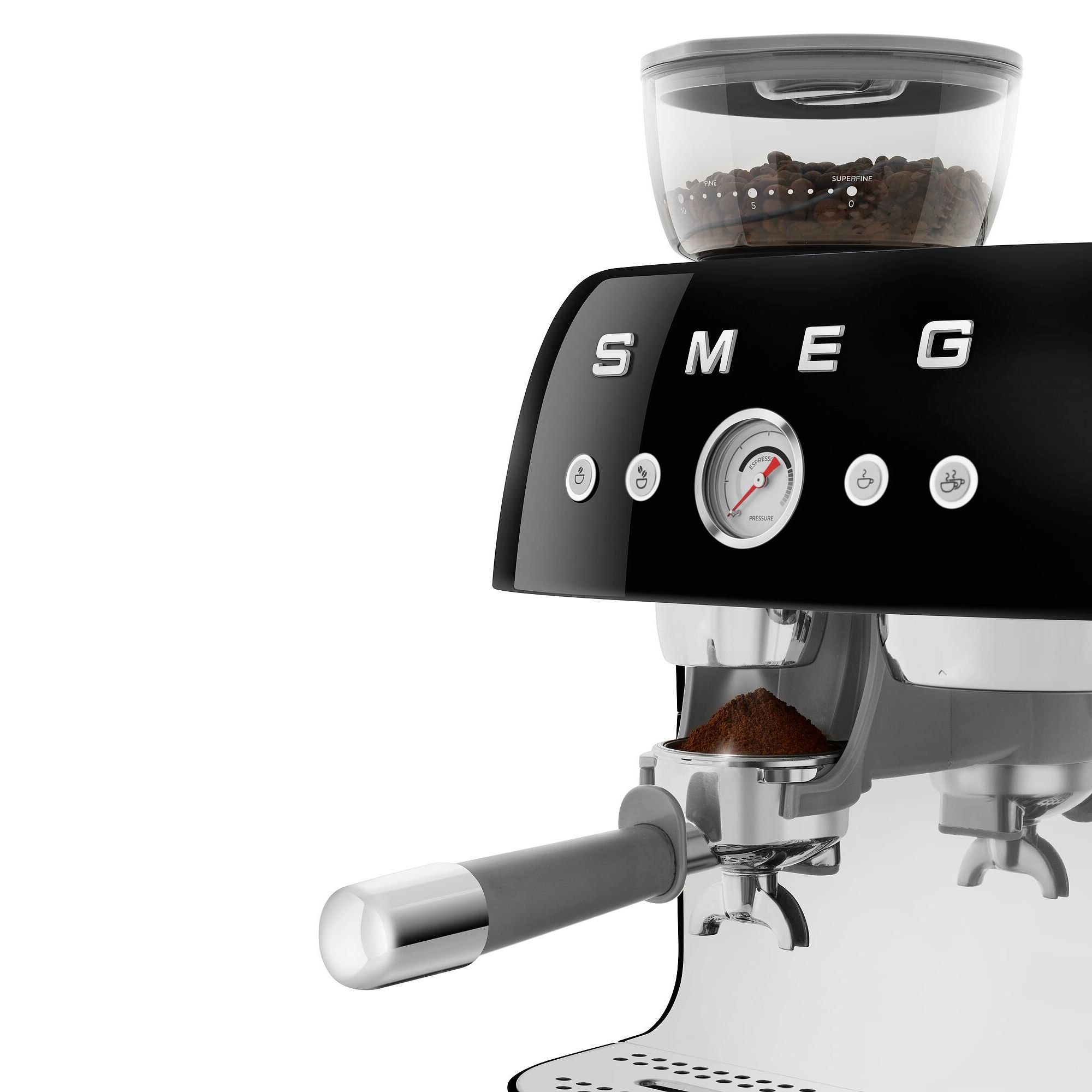 SMEG espresso machine with grinder 50's style - black SMEG espresso machine with grinder 50's style - black