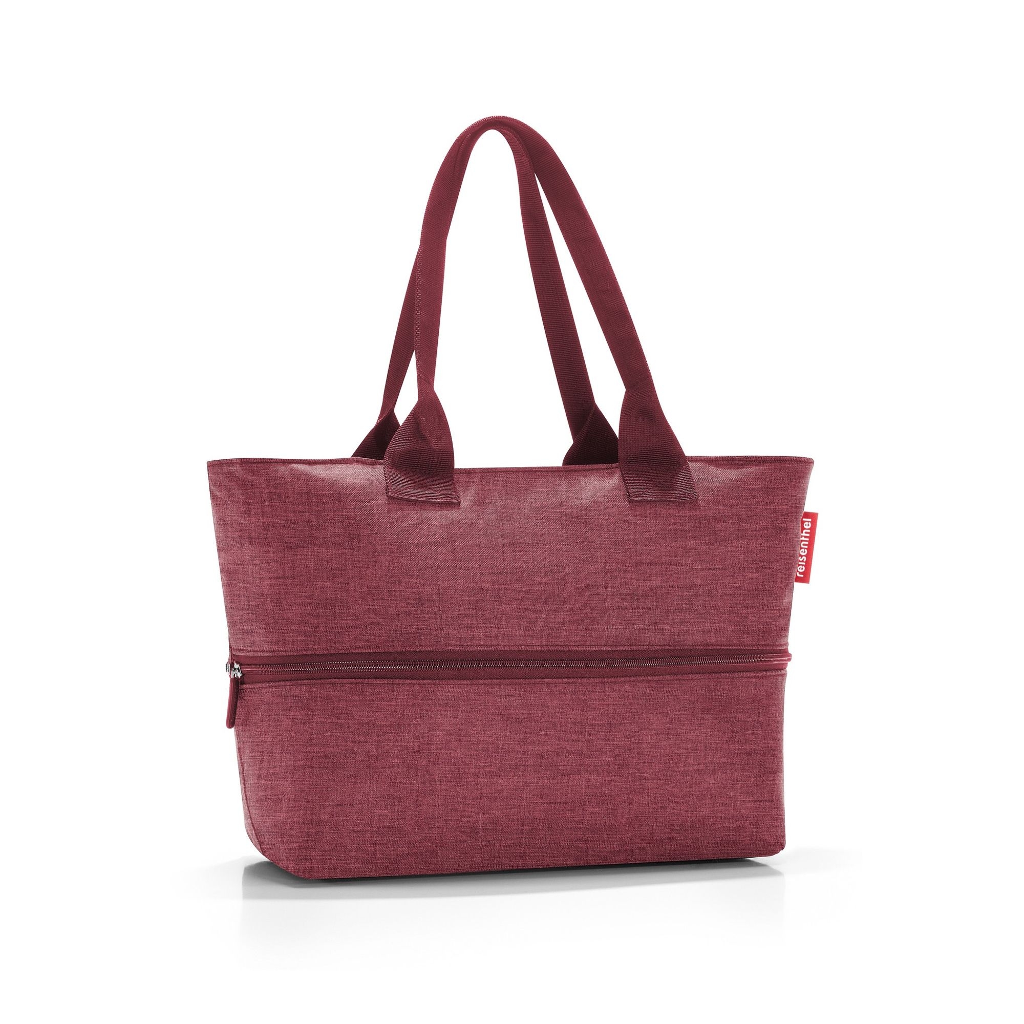 Burgundy shopping tote with double carry handles