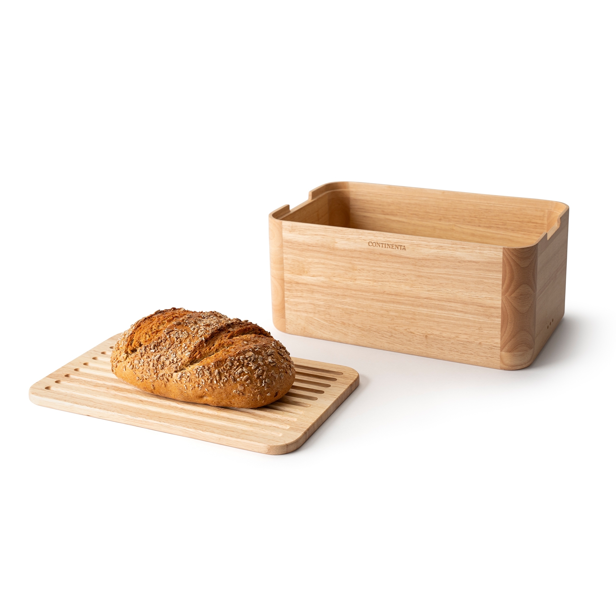 Continenta - Bread Box, 36 x 23 x 16 cm, Rubberwood