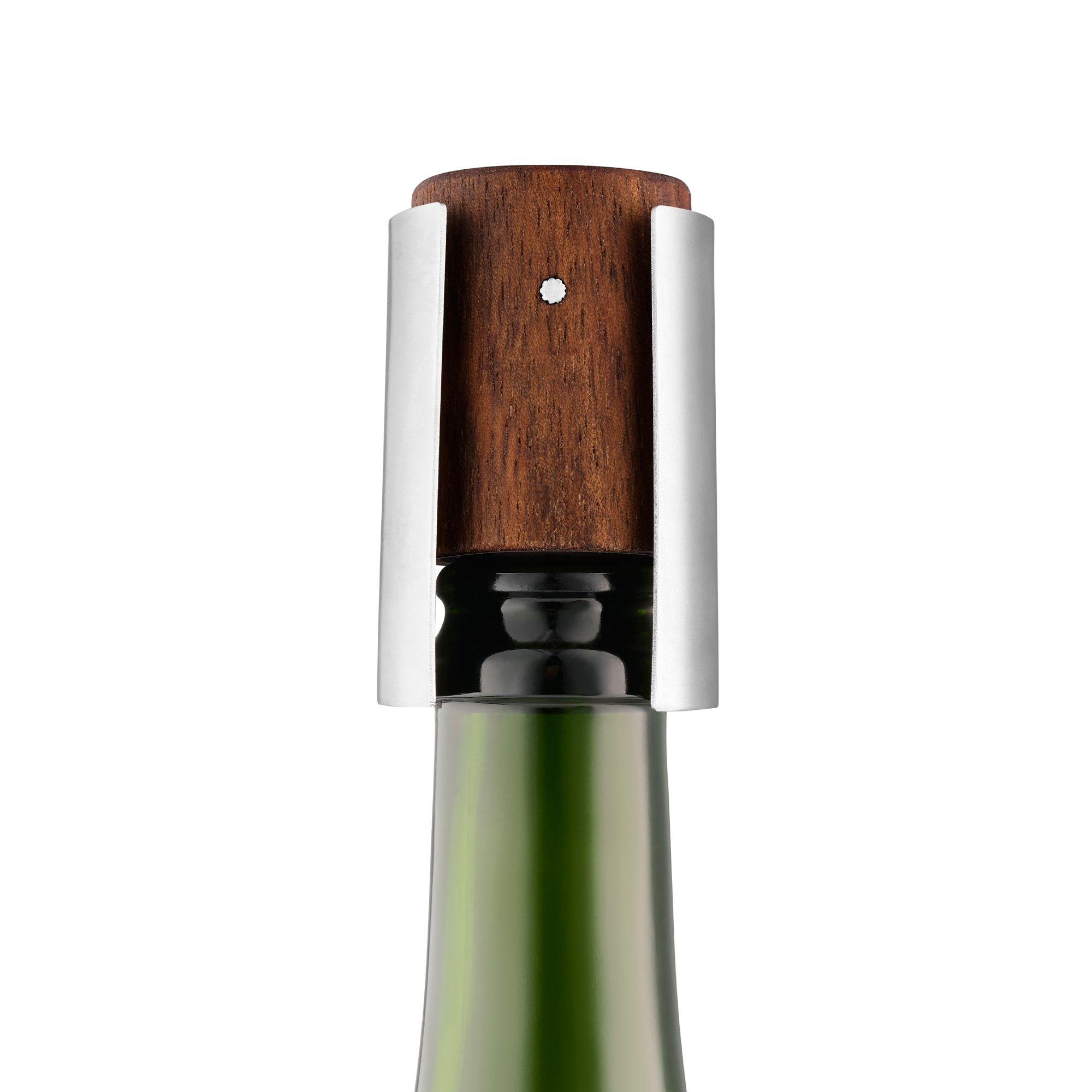 Eleganter Sektverschluss aus Holz und Edelstahl