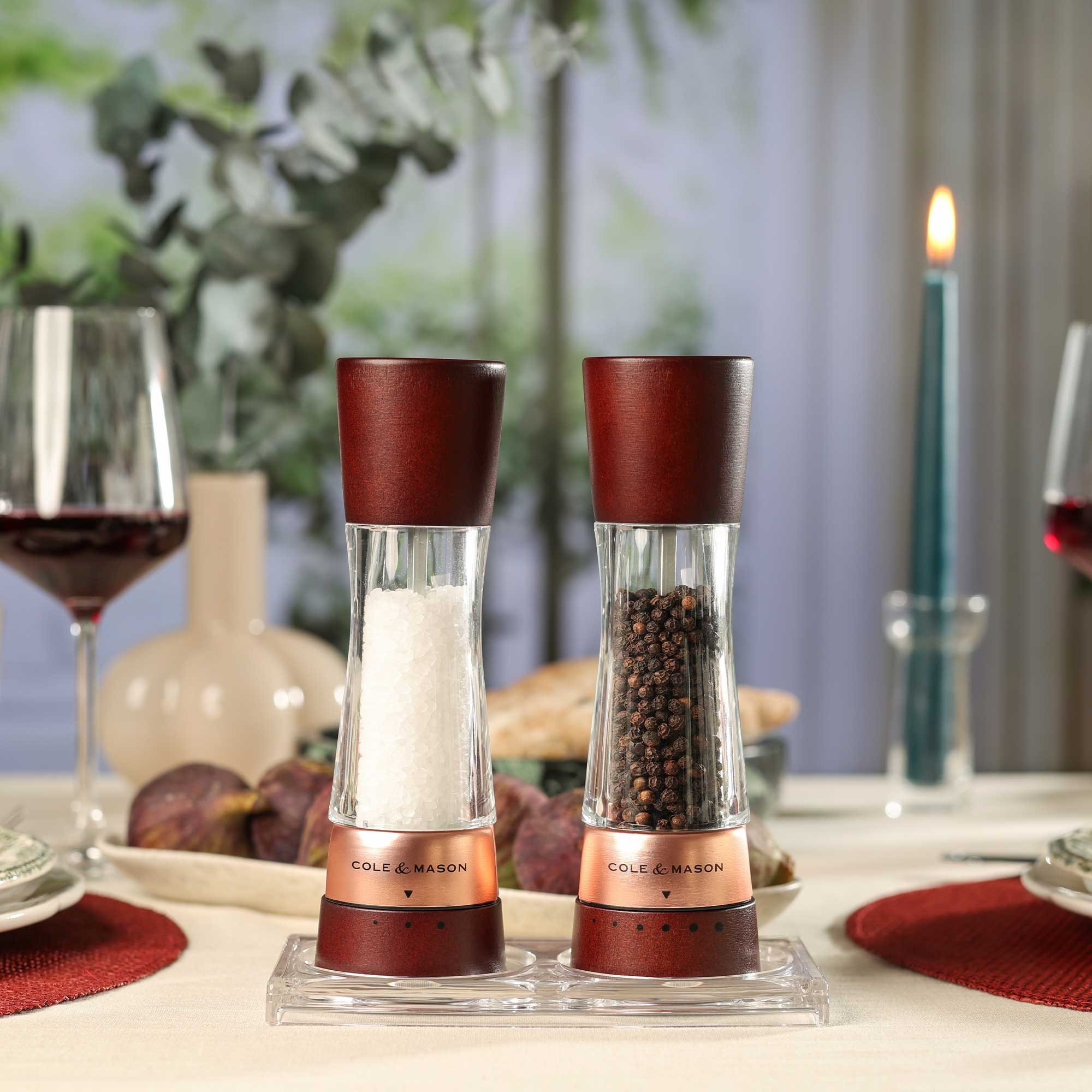 COLE & MASON - Derwent Pepper and Salt Mill Set | Chestnut / Rose Gold