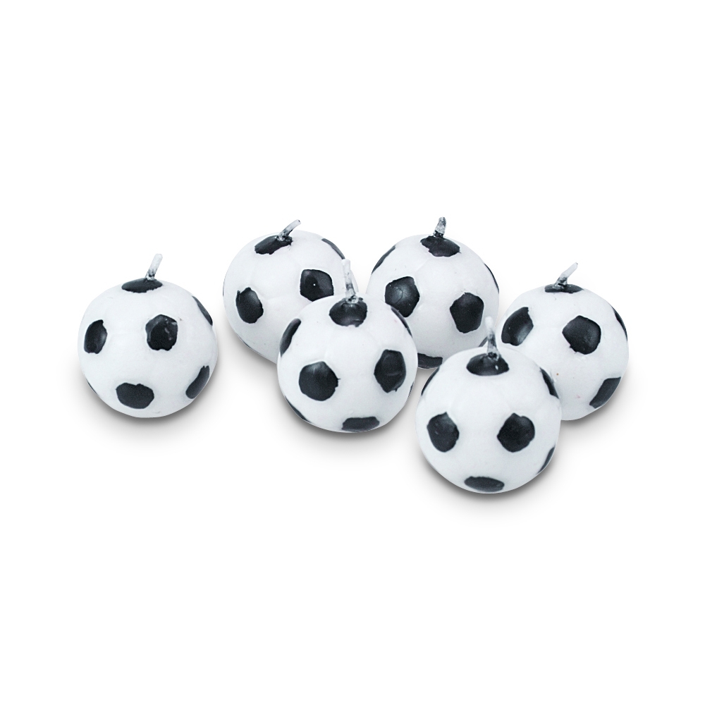 Städter - Kerze Fußball Weiß - 2,5 cm - 6-teiliges Set