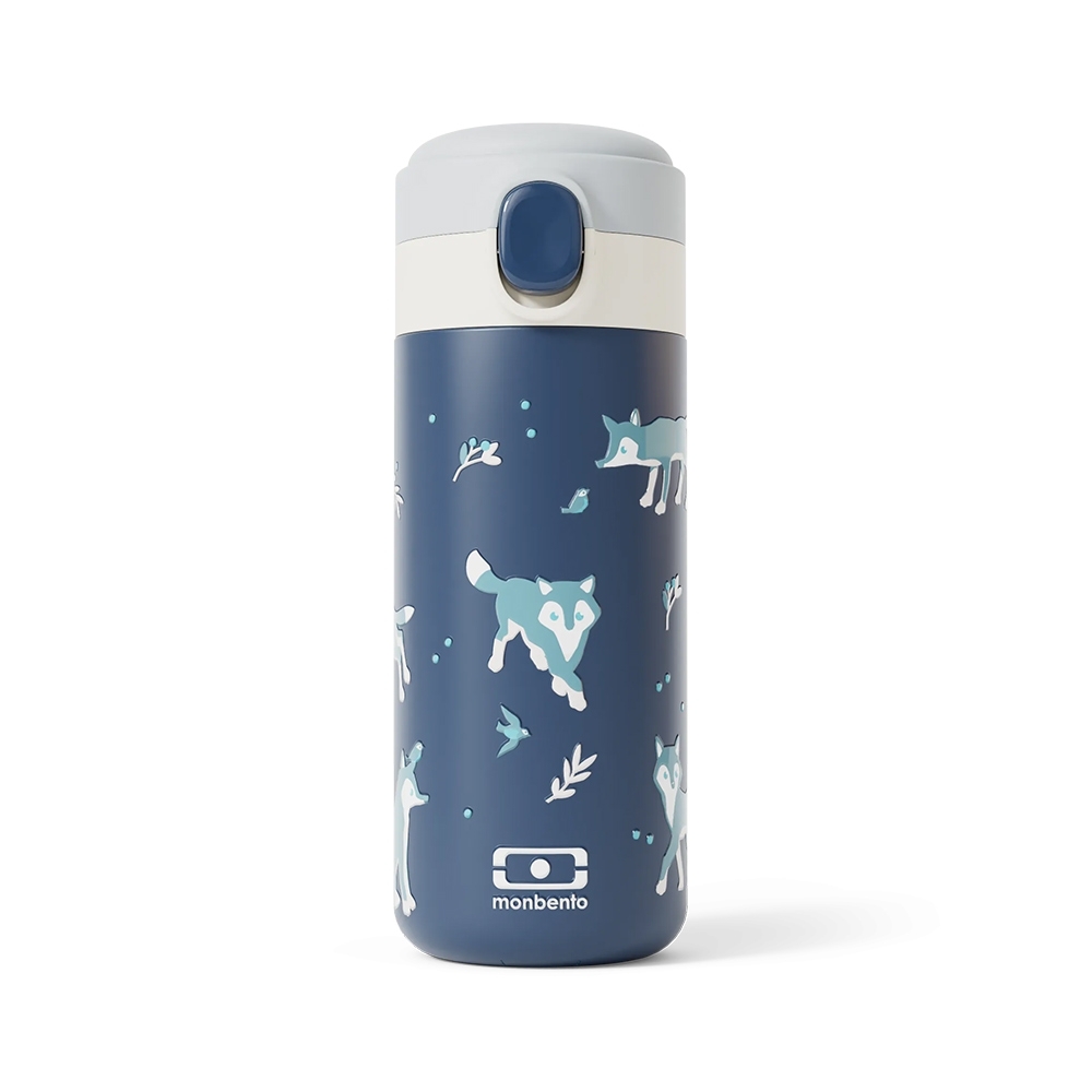 monbento - MB Pop kompakte isotherme Flasche, blau Wolf