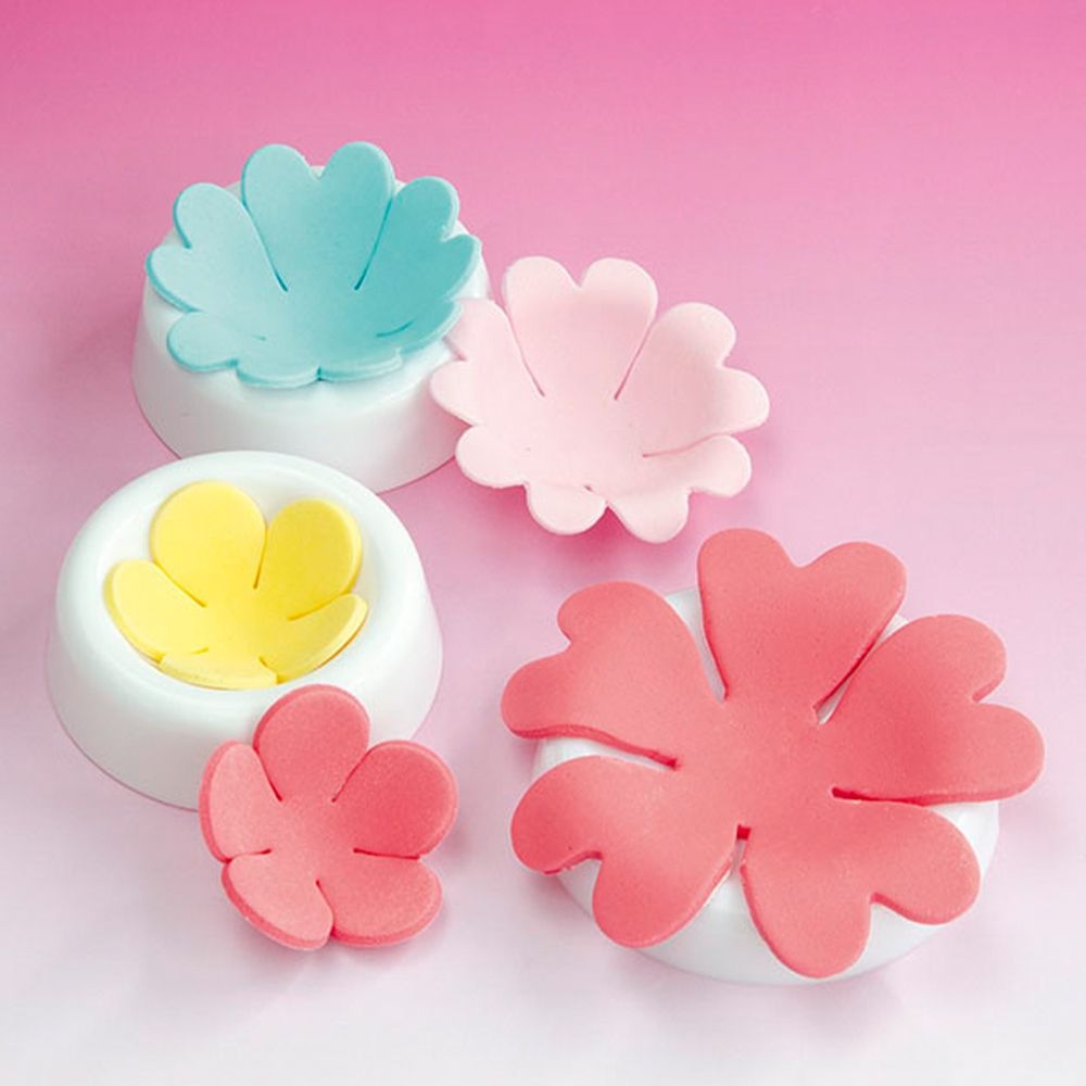 Städter - Fondant modelling tool Flower shaping bowls - white - Set, 6 pieces