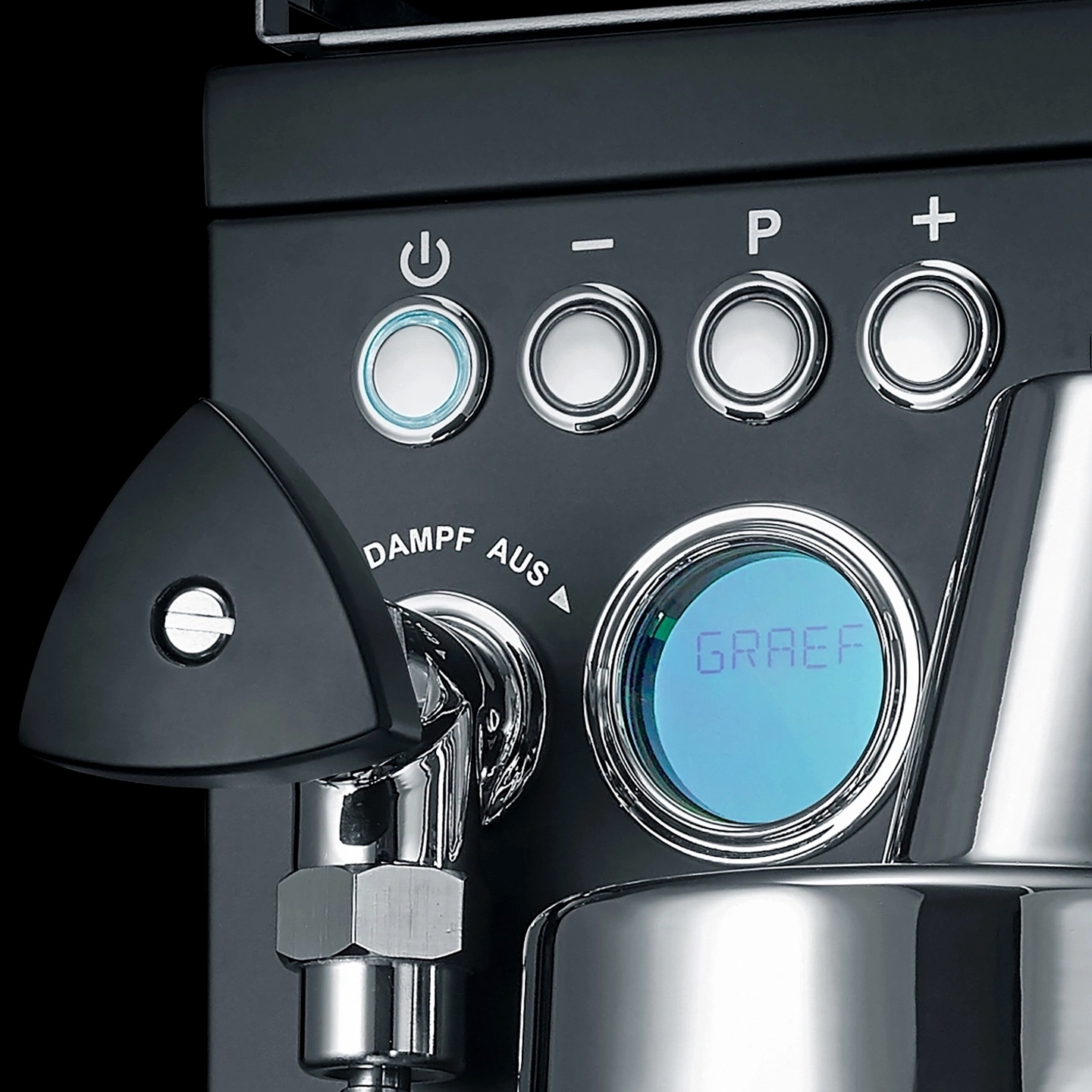 Detail of the control panel of a Graef coffee machine