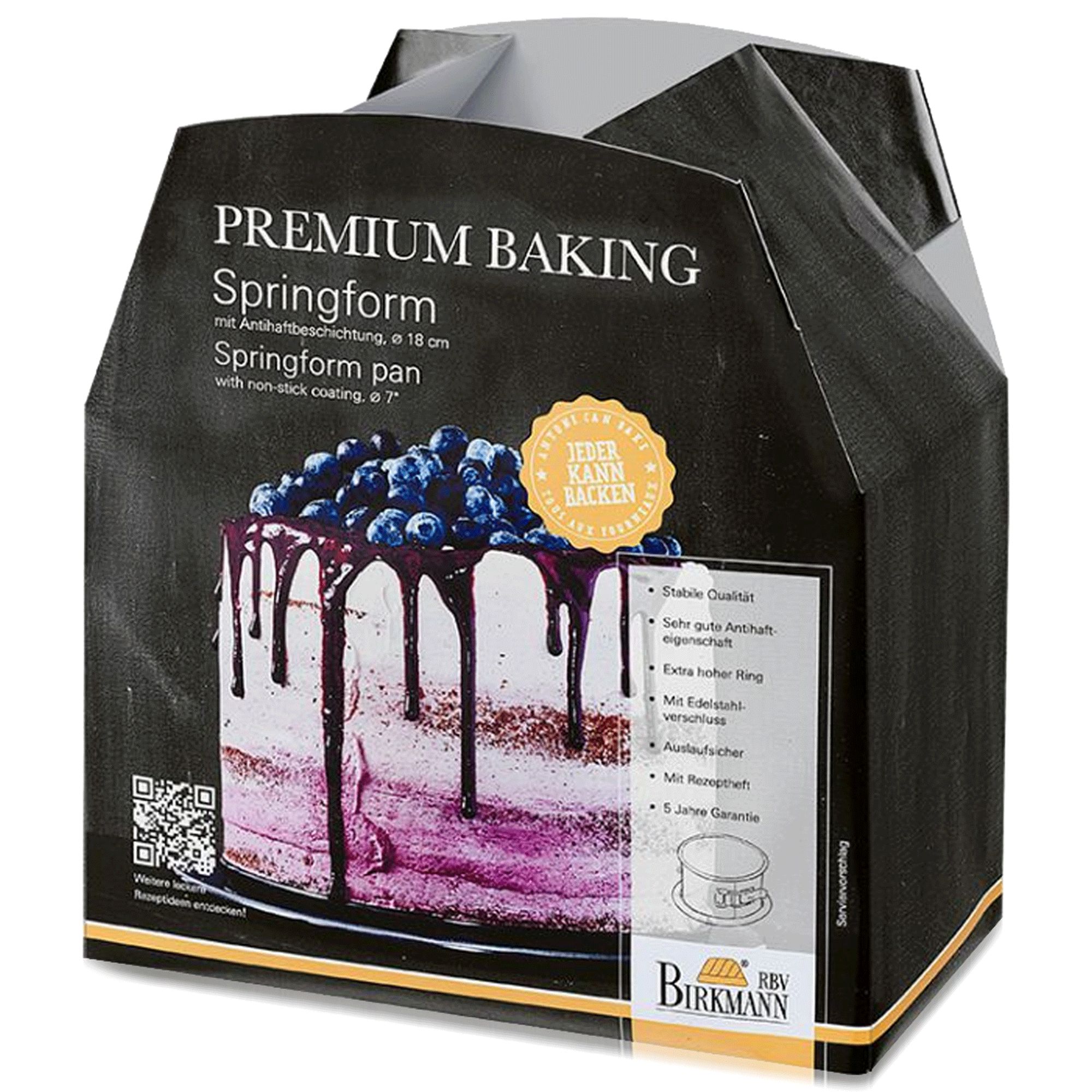 Birkmann - cake tin, 18 cm, with 12 cm high rim - Premium Baking